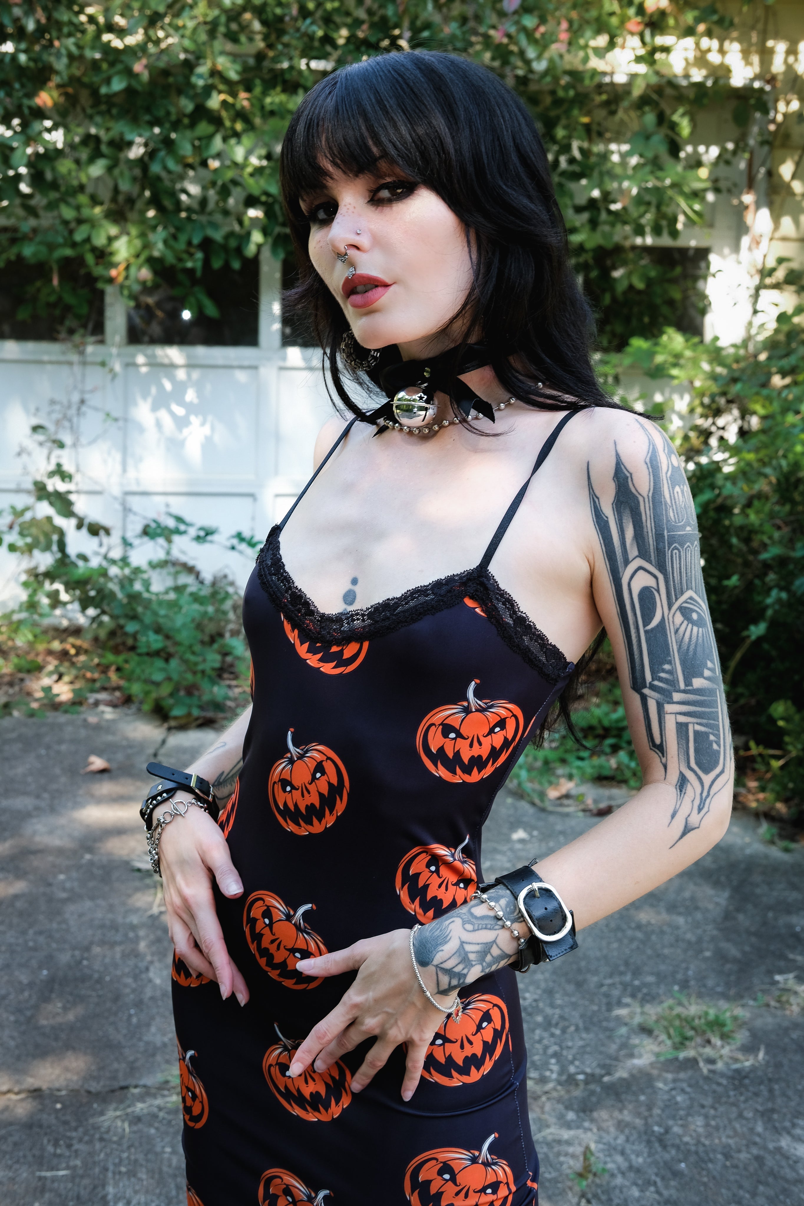 halloween lace dress Vera's Eyecandy Pumpkins Print Strap XS Halloween 24 Size:50/ US 14 Red bodycon dress Tulle 2