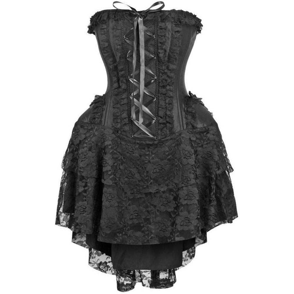 black victorian corset dress Afolabi Maroon and Black Victorian Gothic Corset Dress
