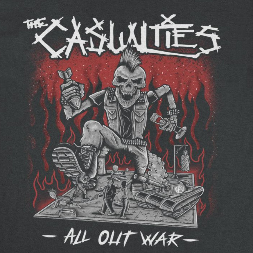 The Casualties Band All Out War Front Black T-Shirt