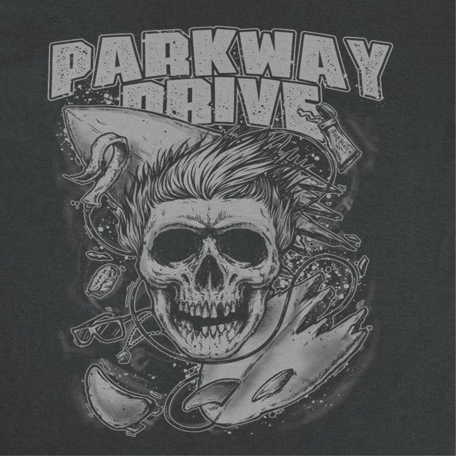 Parkway Drive Band Skull Surf Black T-Shirt