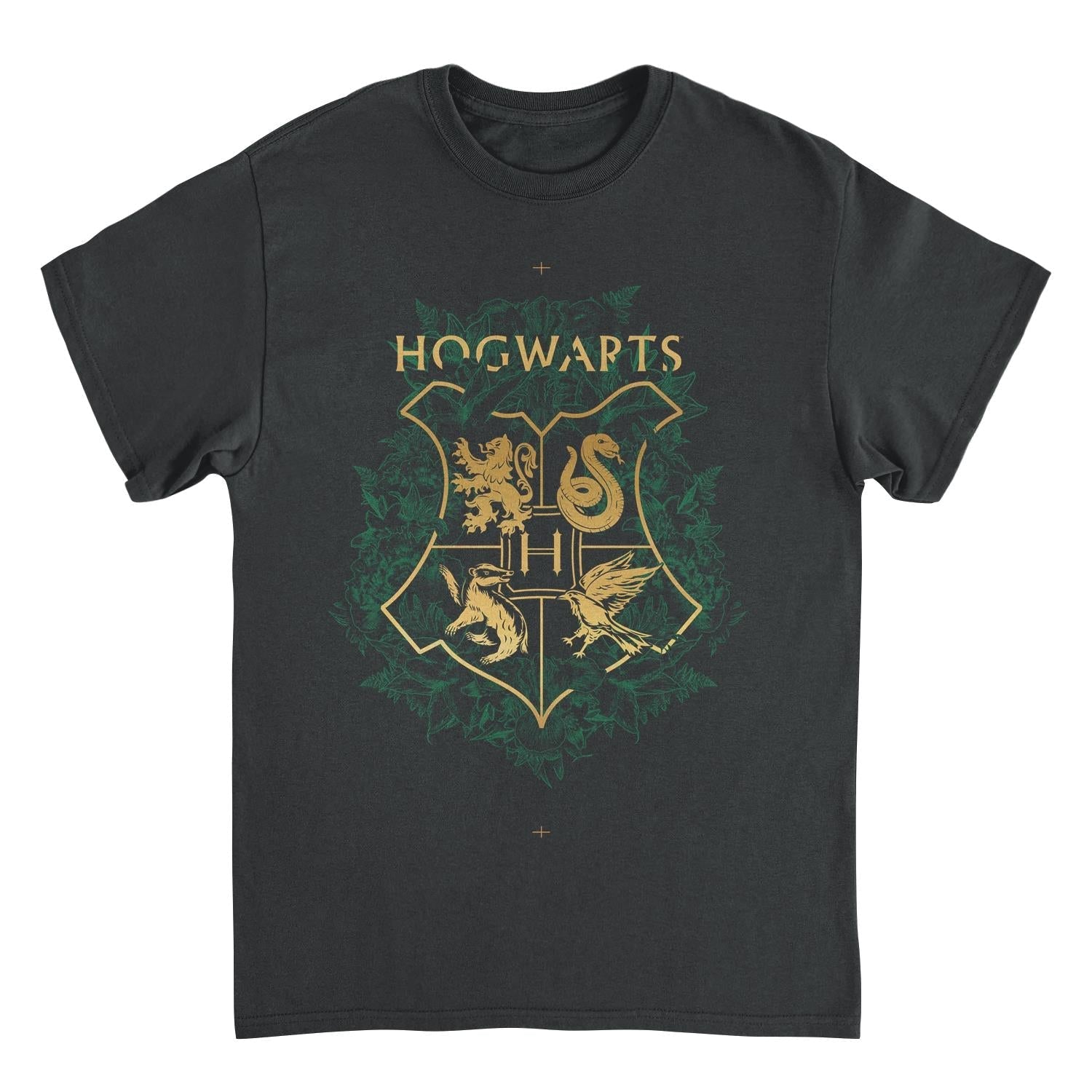 Harry Potter Four Houses Mascot Emblem Black T-Shirt