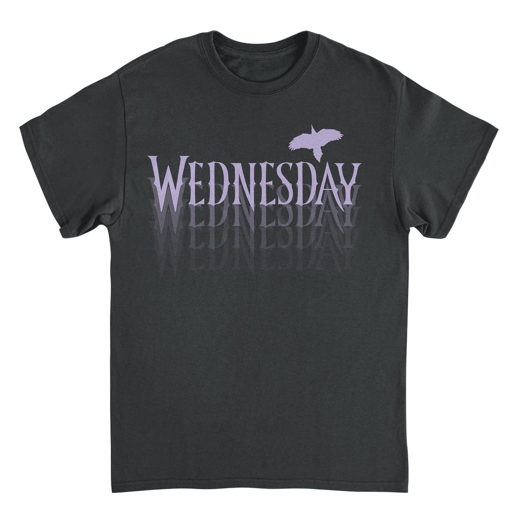 Wednesday Fading Purple Logo Black T-Shirt
