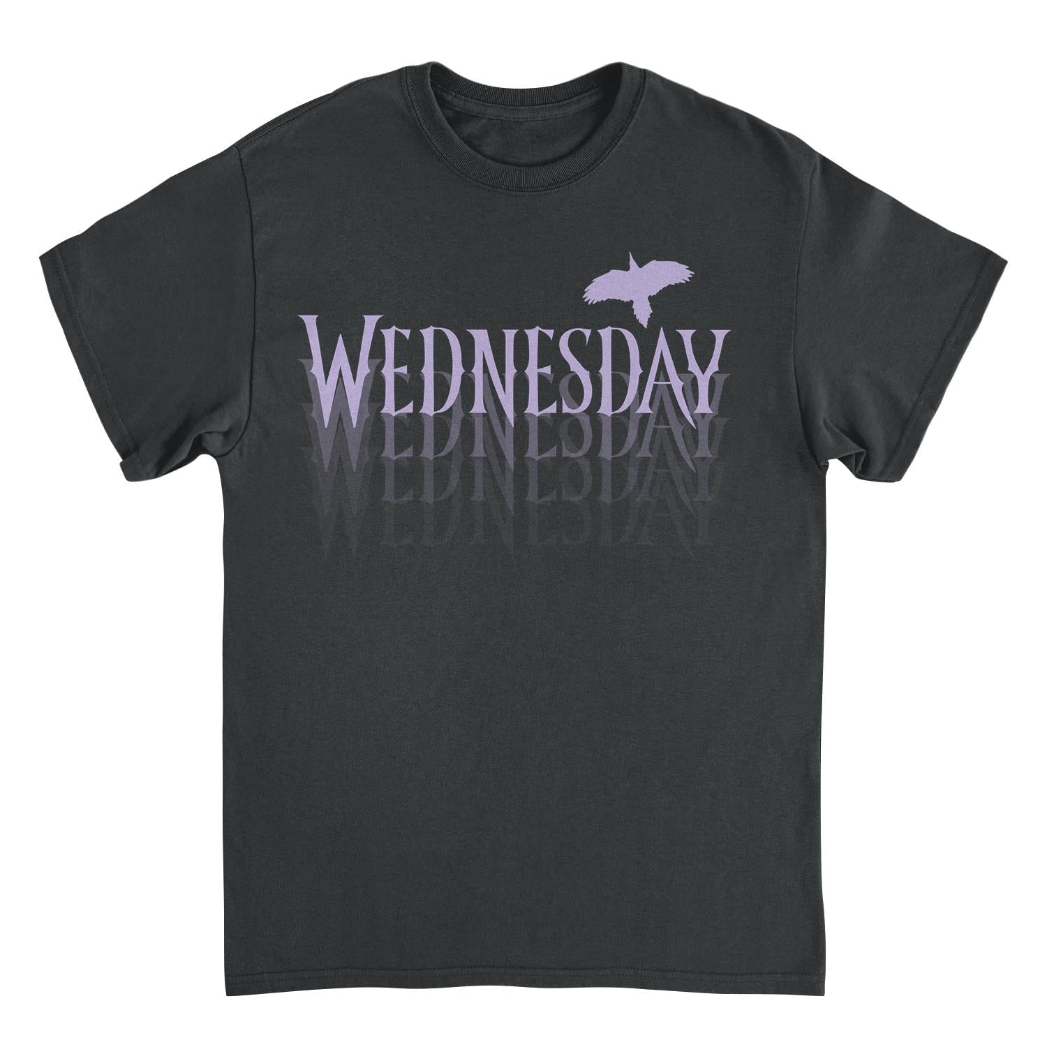 Wednesday Fading Purple Logo Black T-Shirt