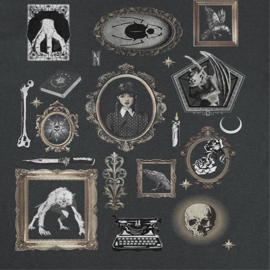 Wednesday Curios Frames Black T-Shirt
