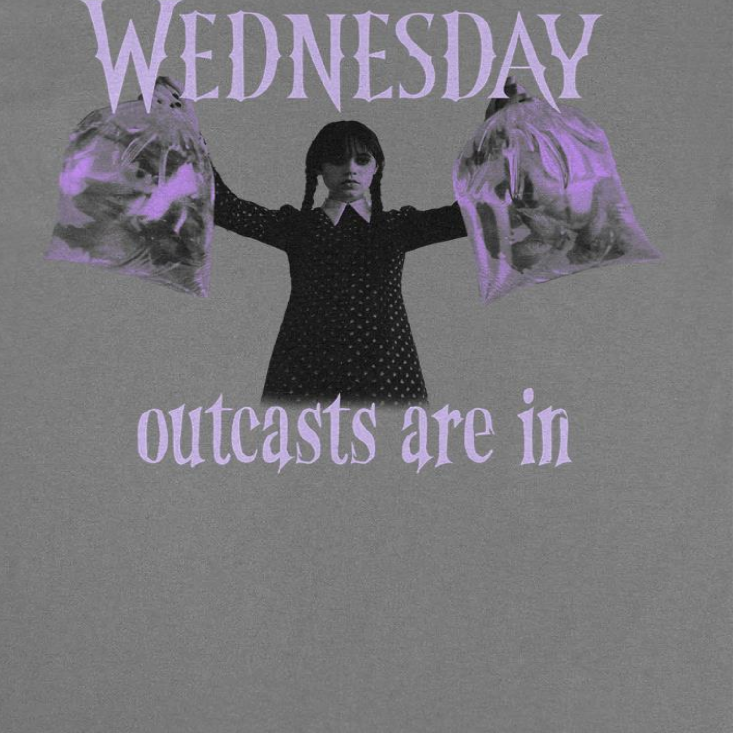 Wednesday Outcasts Are In Charcoal Gray T-Shirt