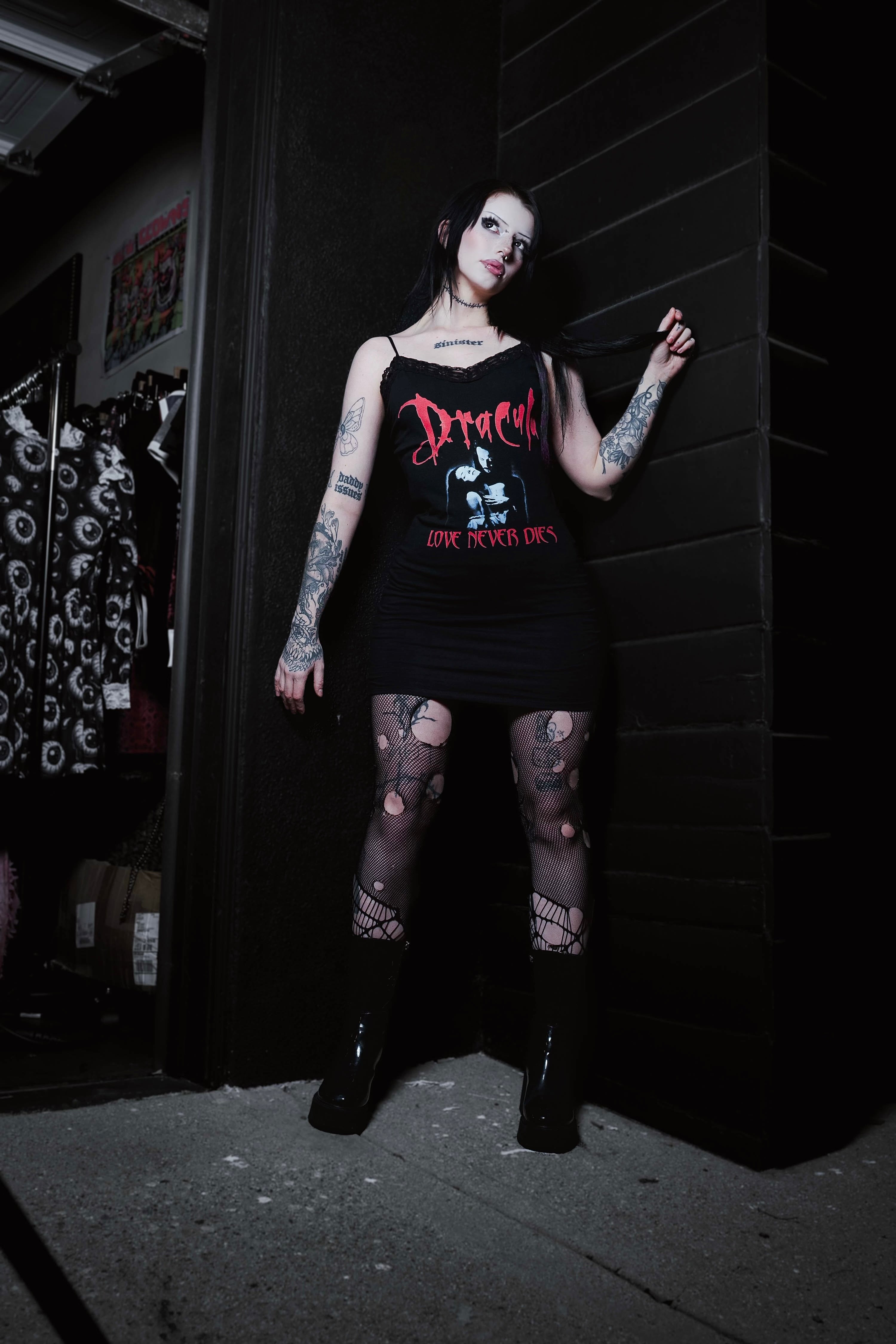 Vera's Eyecandy Dracula Love Never Dies Lace Strap Dress
