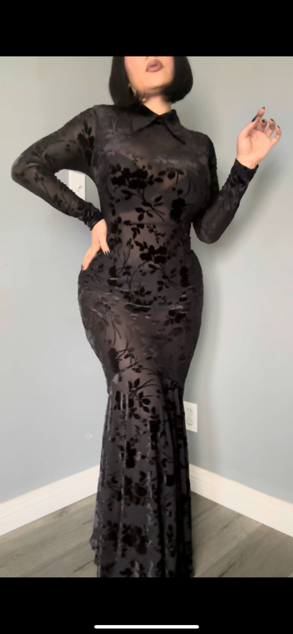 Witchwood Ophelia Velvet Flocked Lace Up Maxi Mermaid Dress