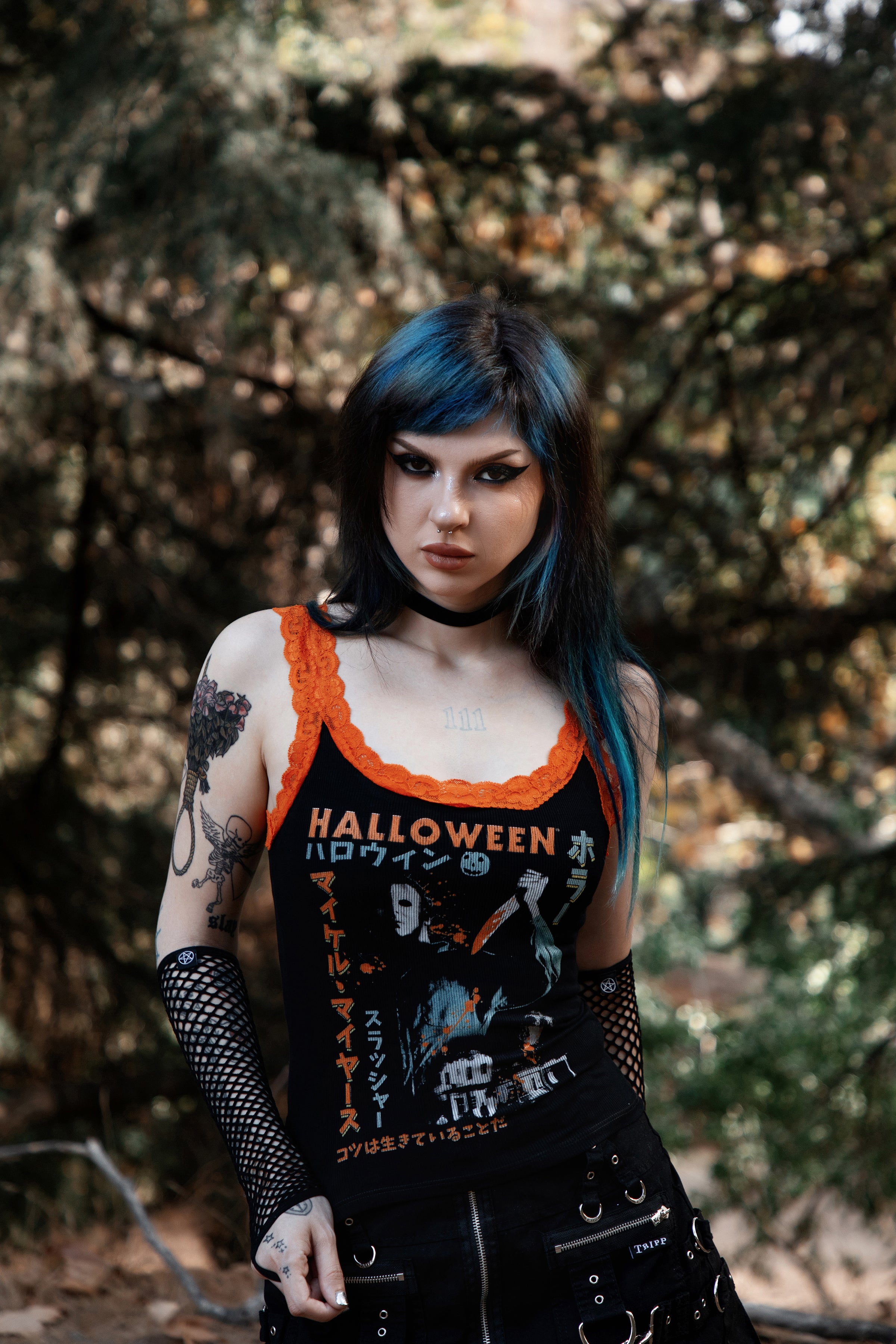 Vera's Eyecandy Halloween Lace Ribbed Horror Tank Ltd Ed