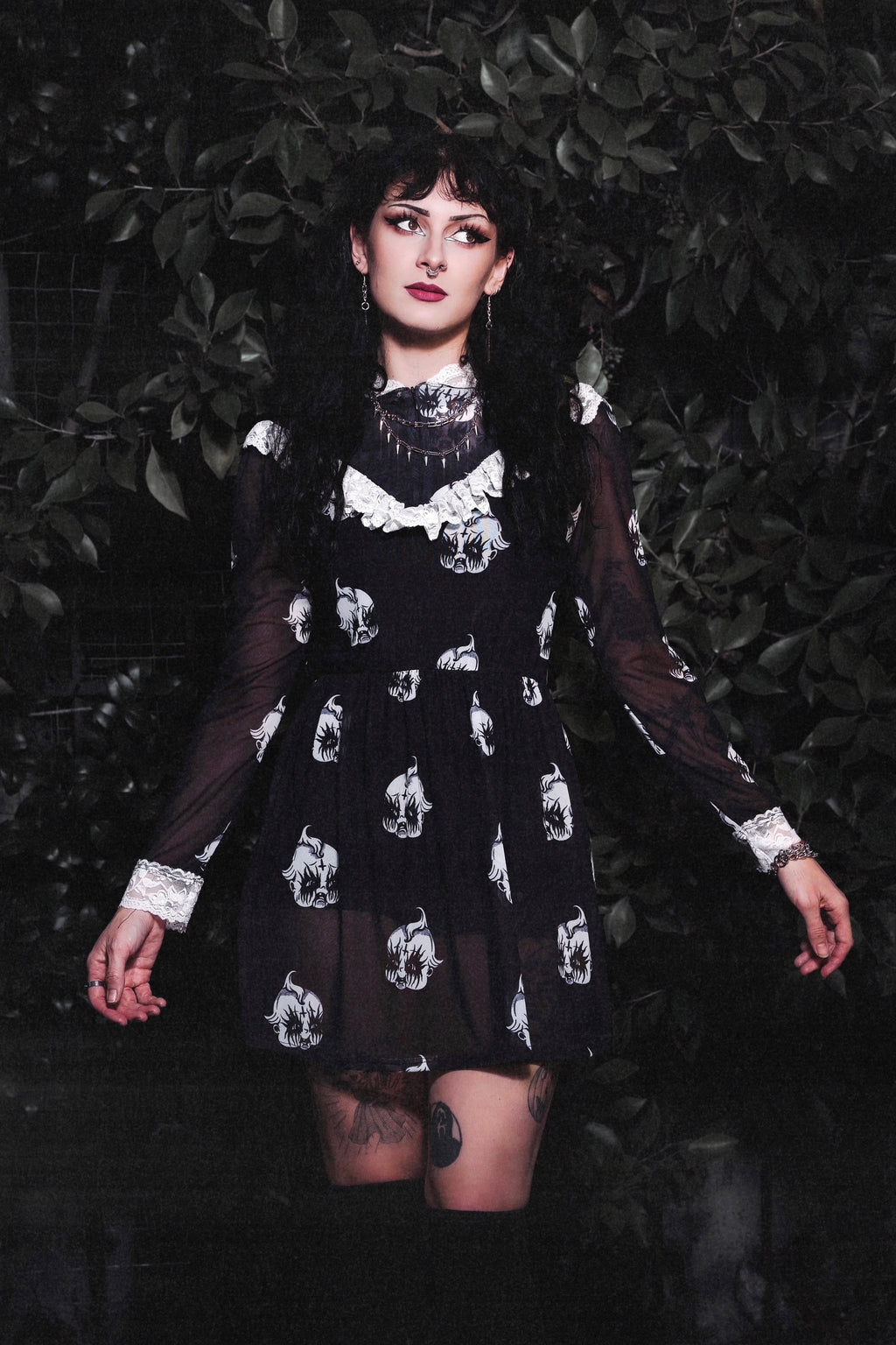 Vera's Eyecandy Kewpie Metal Print Victorian Lace Dress