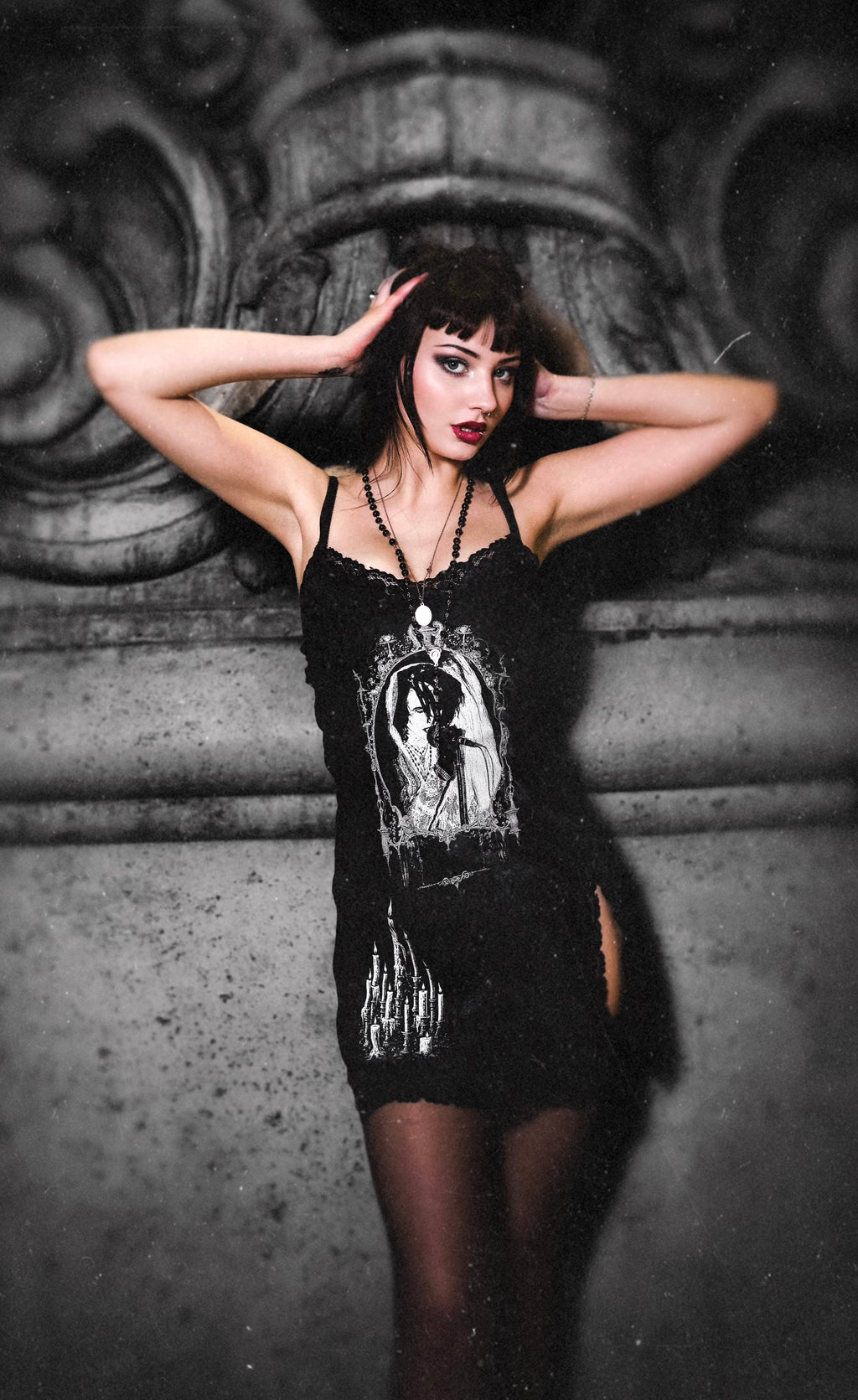 Vera's Eyecandy Rozz Christian Death Mini Slip Metal Dress