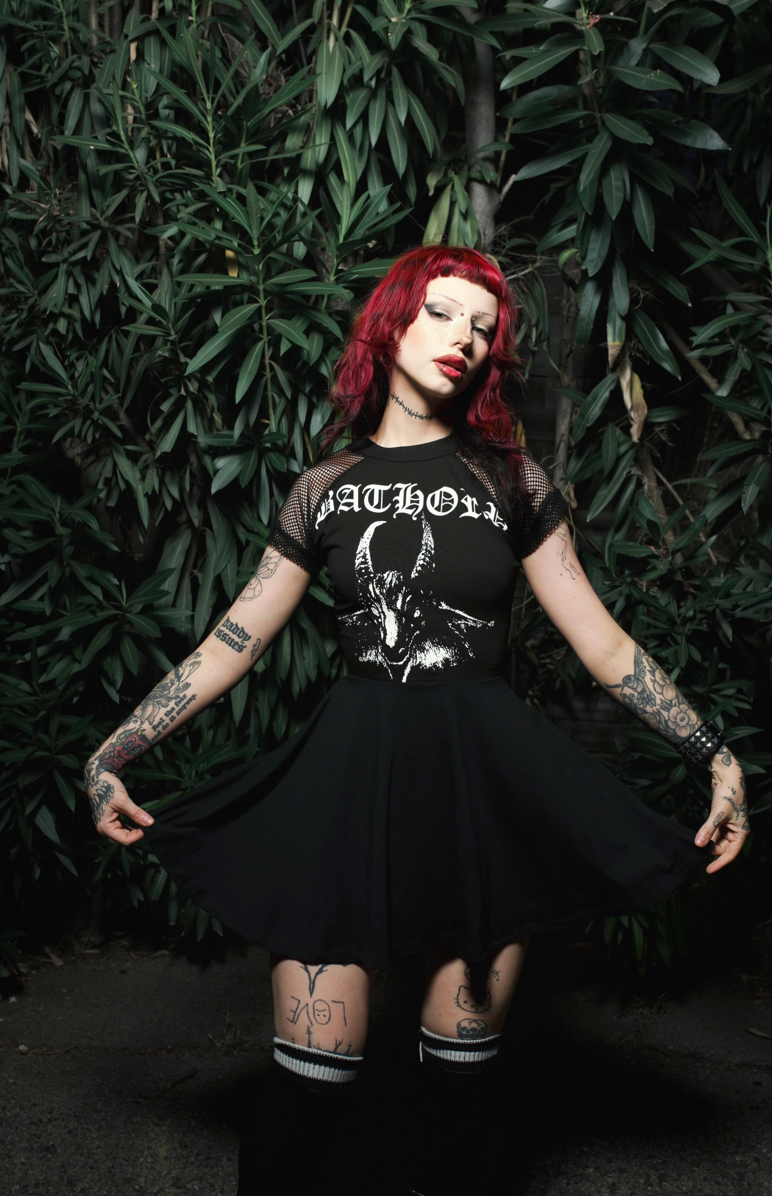 Vera's Eyecandy Bathory Fishnet Baby Doll Metal Dress