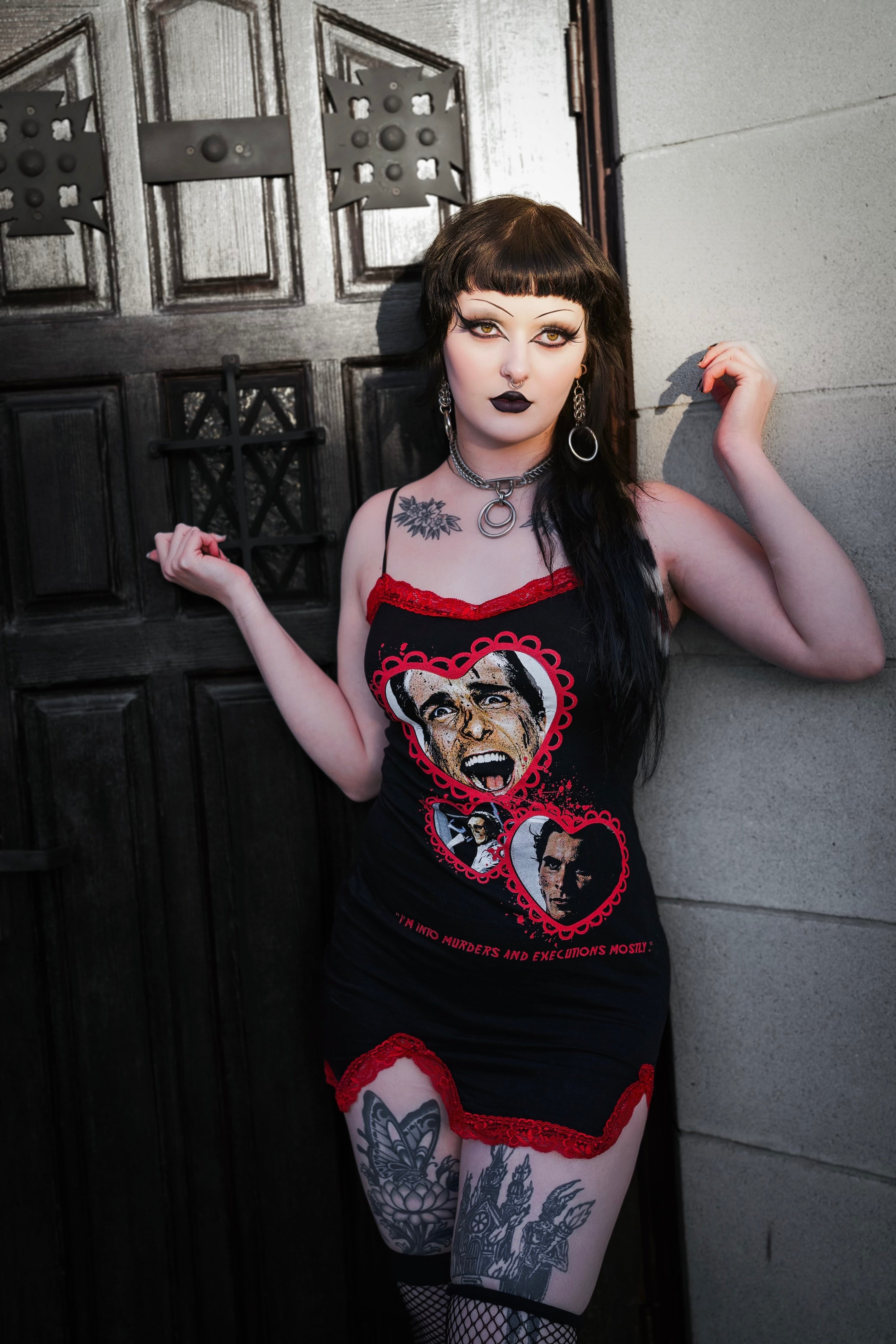 Vera's Eyecandy American Psycho Slit Red Lace Dress