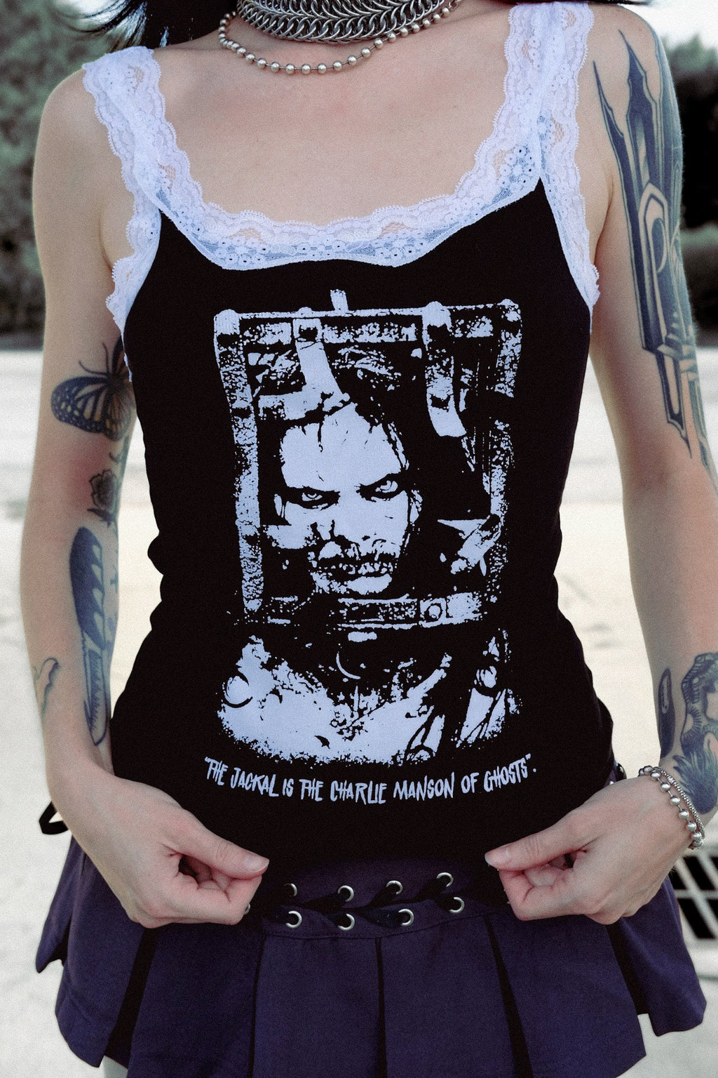 Vera's Eyecandy 13 Ghosts The Jackal Lace Ribbed Tank - Ltd Ed