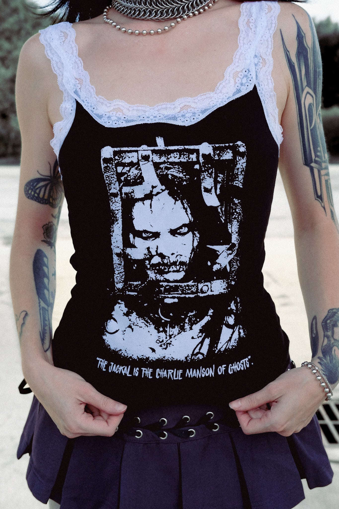 Vera's Eyecandy 13 Ghosts The Jackal Lace Ribbed Tank - Ltd Ed