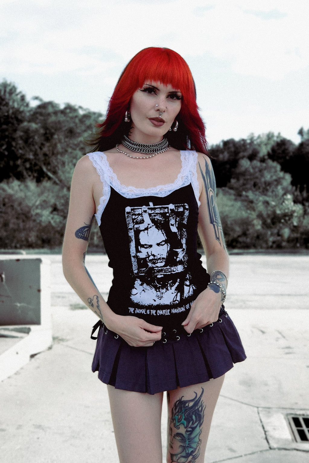 Vera's Eyecandy 13 Ghosts The Jackal Lace Ribbed Tank - Ltd Ed
