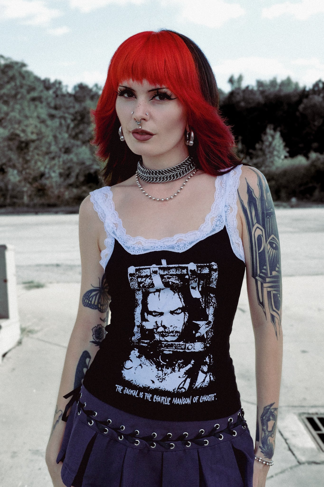 Vera's Eyecandy 13 Ghosts The Jackal Lace Ribbed Tank - Ltd Ed