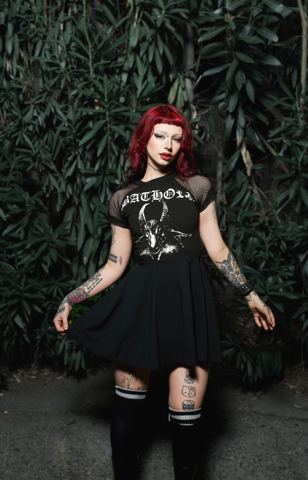Vera's Eyecandy Bathory Fishnet Baby Doll Metal Dress