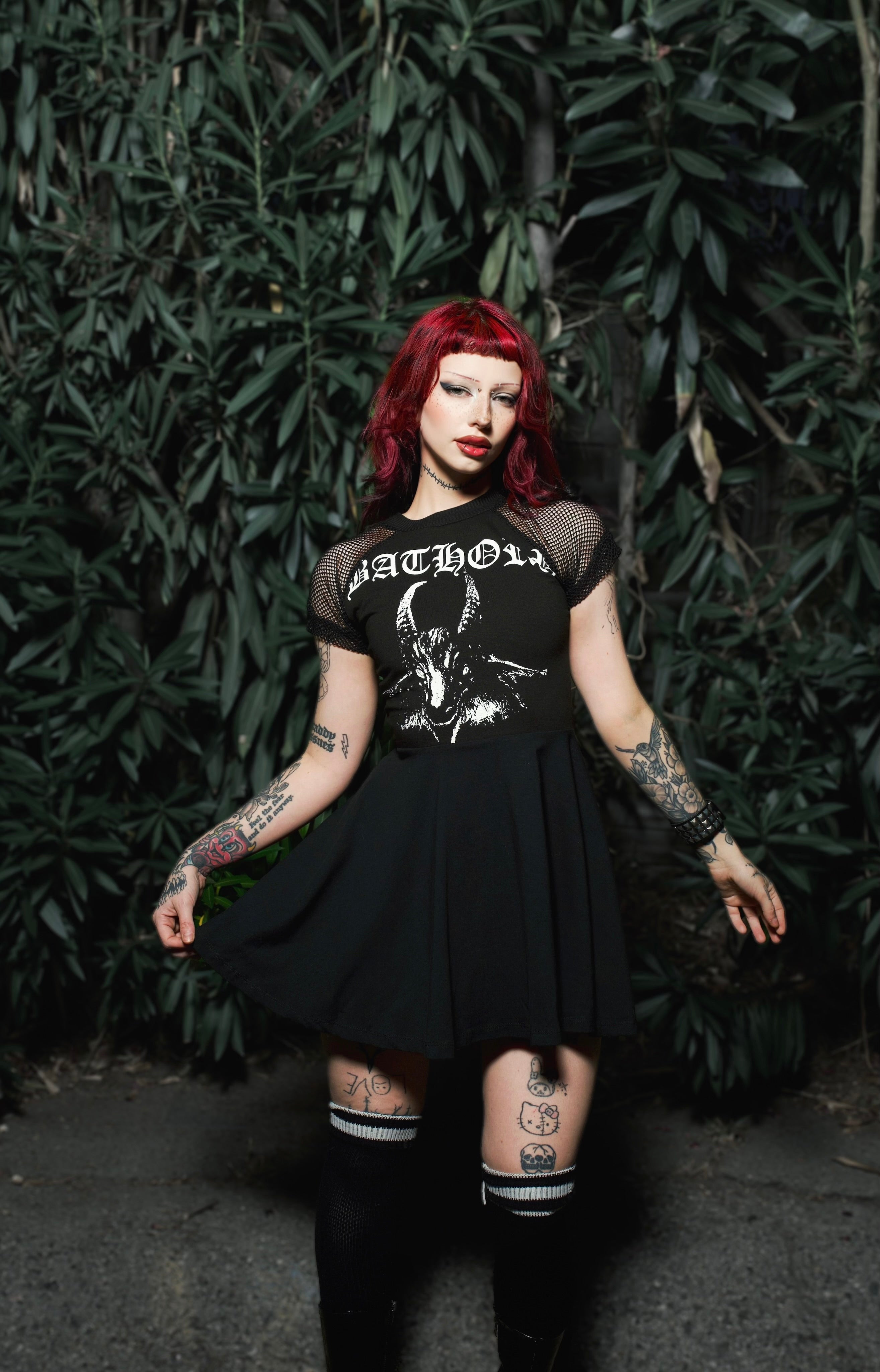 Vera's Eyecandy Bathory Fishnet Baby Doll Metal Dress