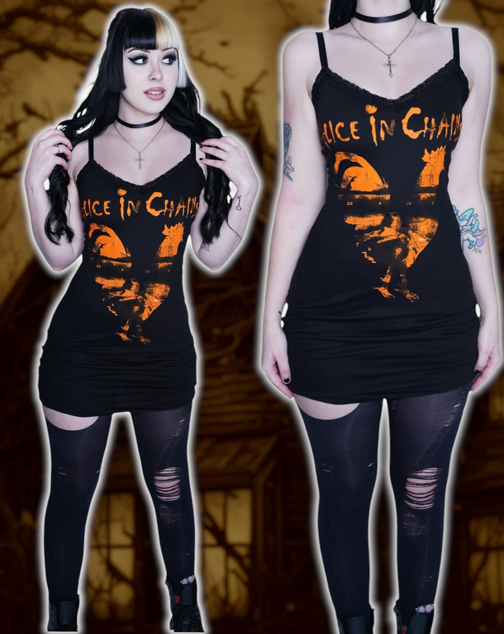Vera's Eyecandy Alice in Chains Rooster Lace Strap Dress