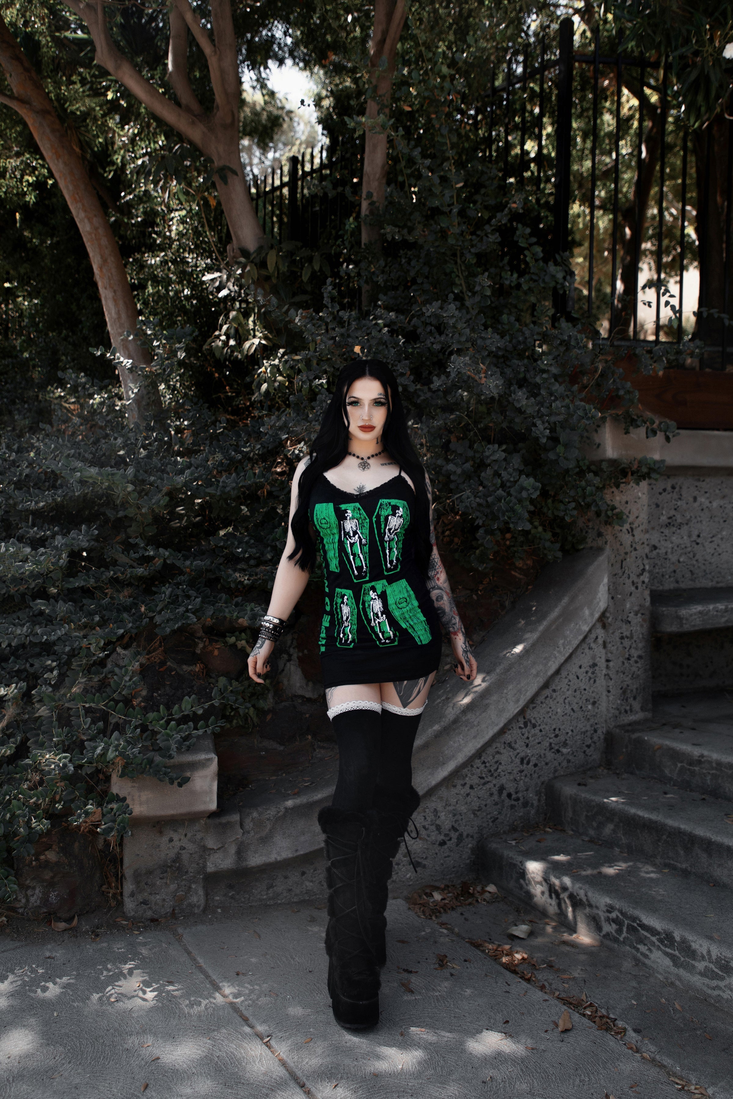 Vera's Eyecandy Type O' Negative Lace Strap Dress