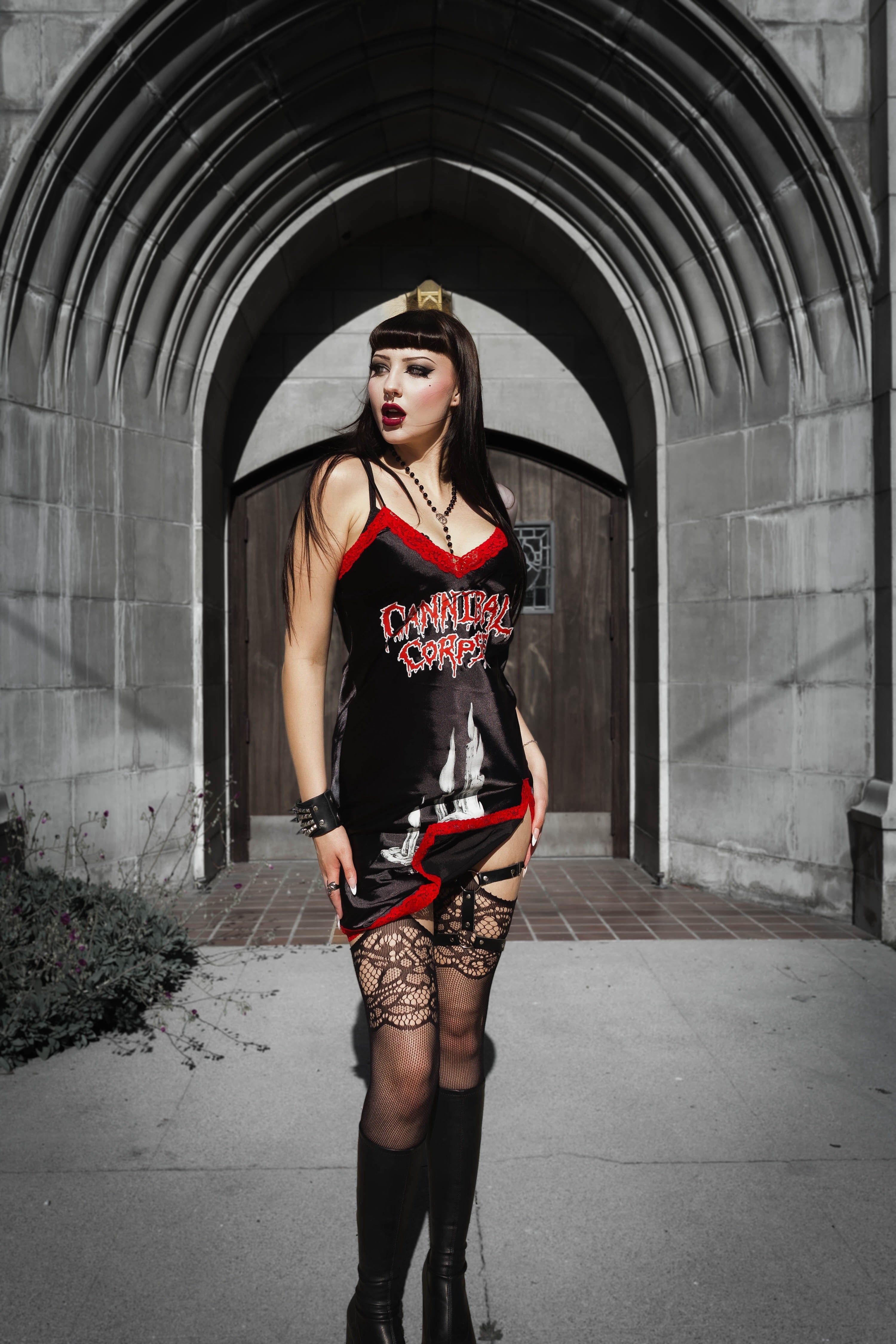 Vera's Eyecandy Cannibal Corpse Band Mini Slip Dress