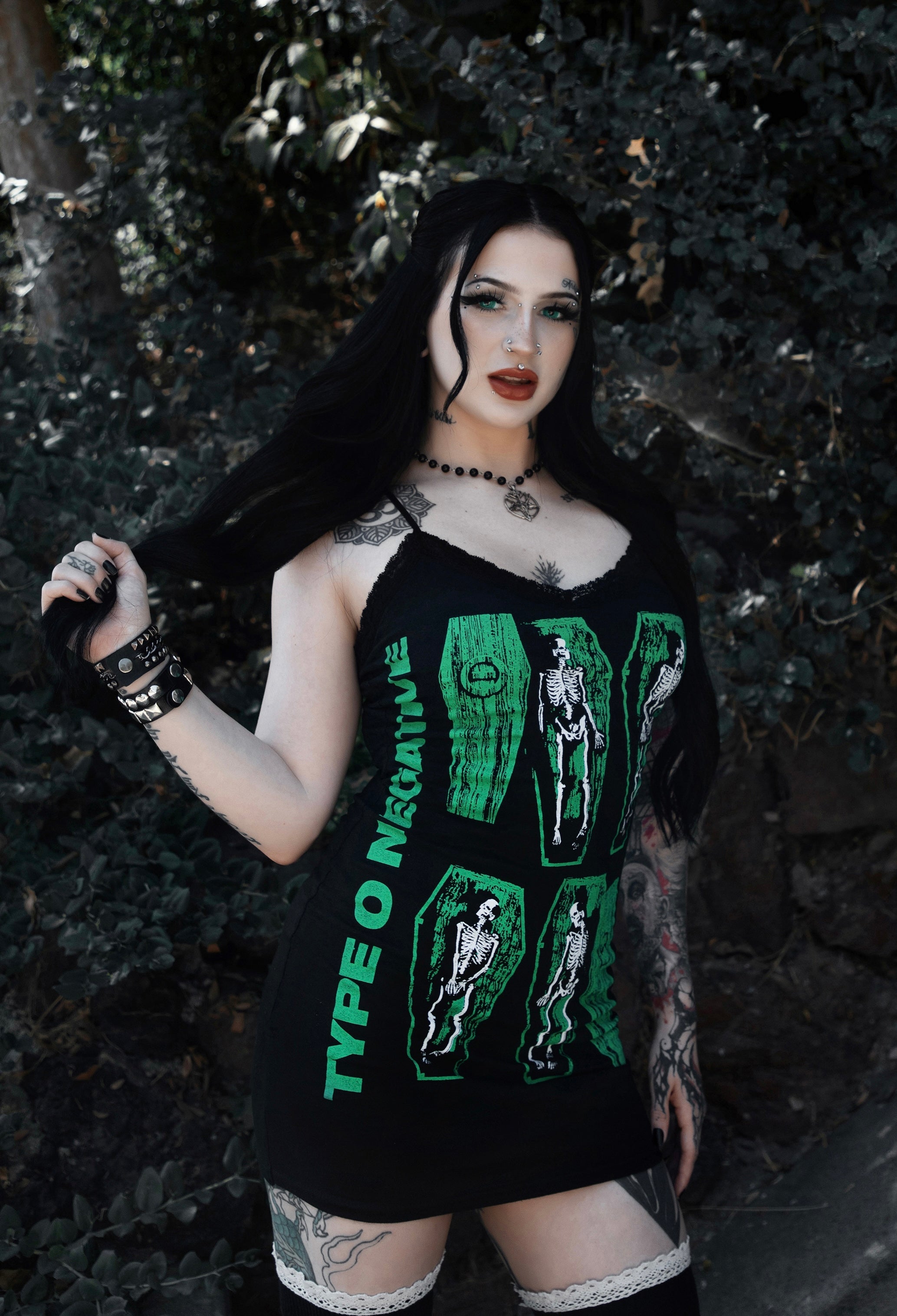 Vera's Eyecandy Type O' Negative Lace Strap Dress