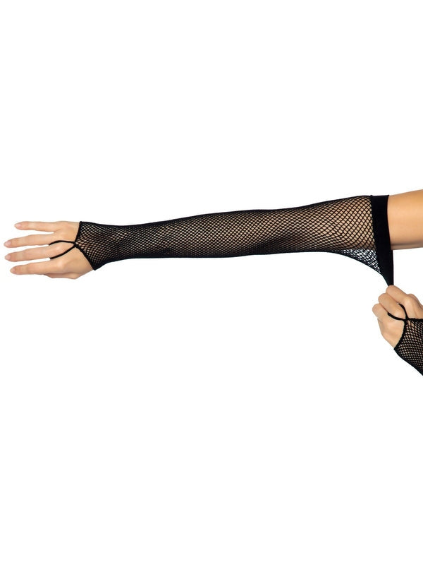Leg Avenue Fishnet Arm Warmer Gloves With Finger Loop