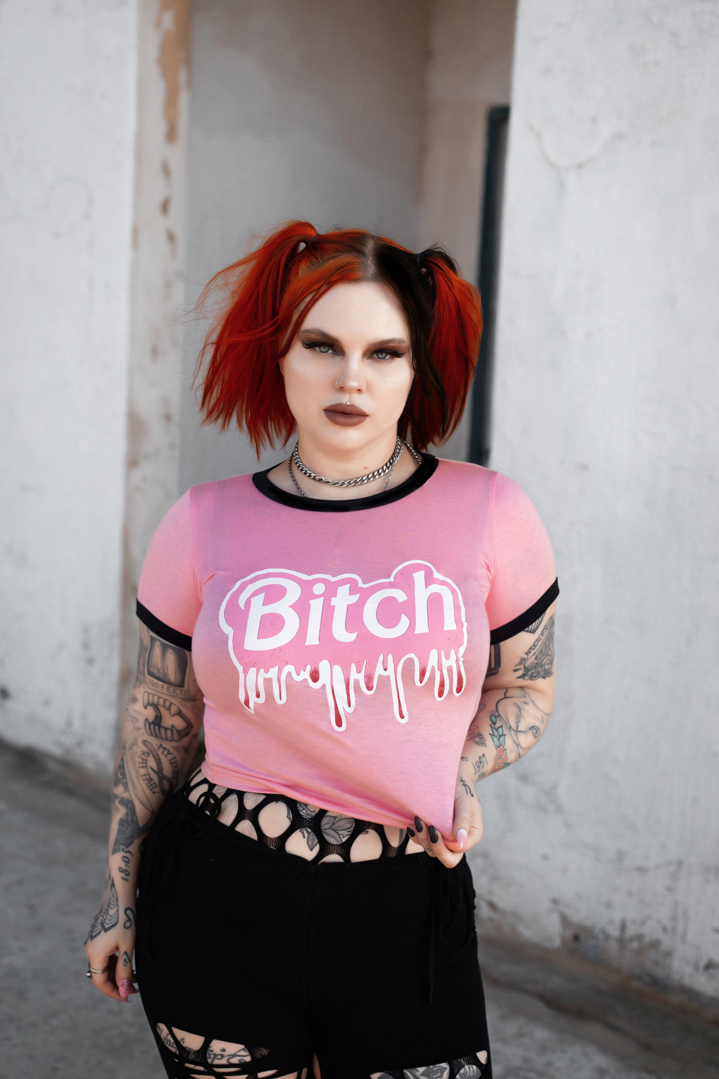 Vera's Eyecandy Bitch Barbie Ringer Tee