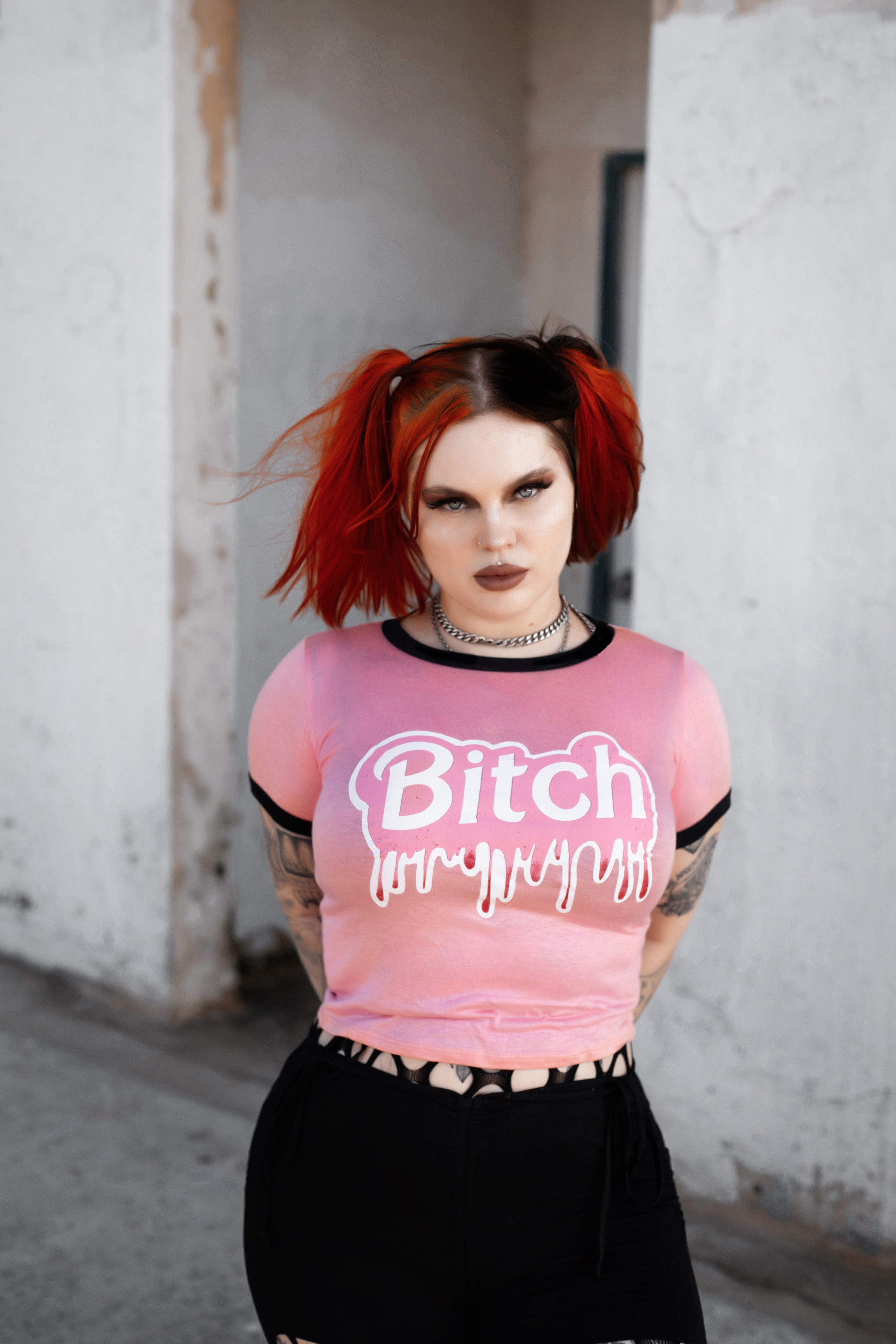 Vera's Eyecandy Bitch Barbie Ringer Tee
