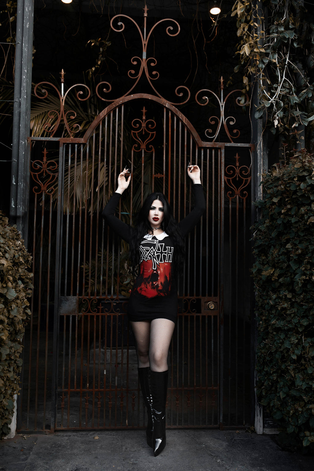 Vera's Eyecandy Death Long Sleeve Peter Pan Collar Dress