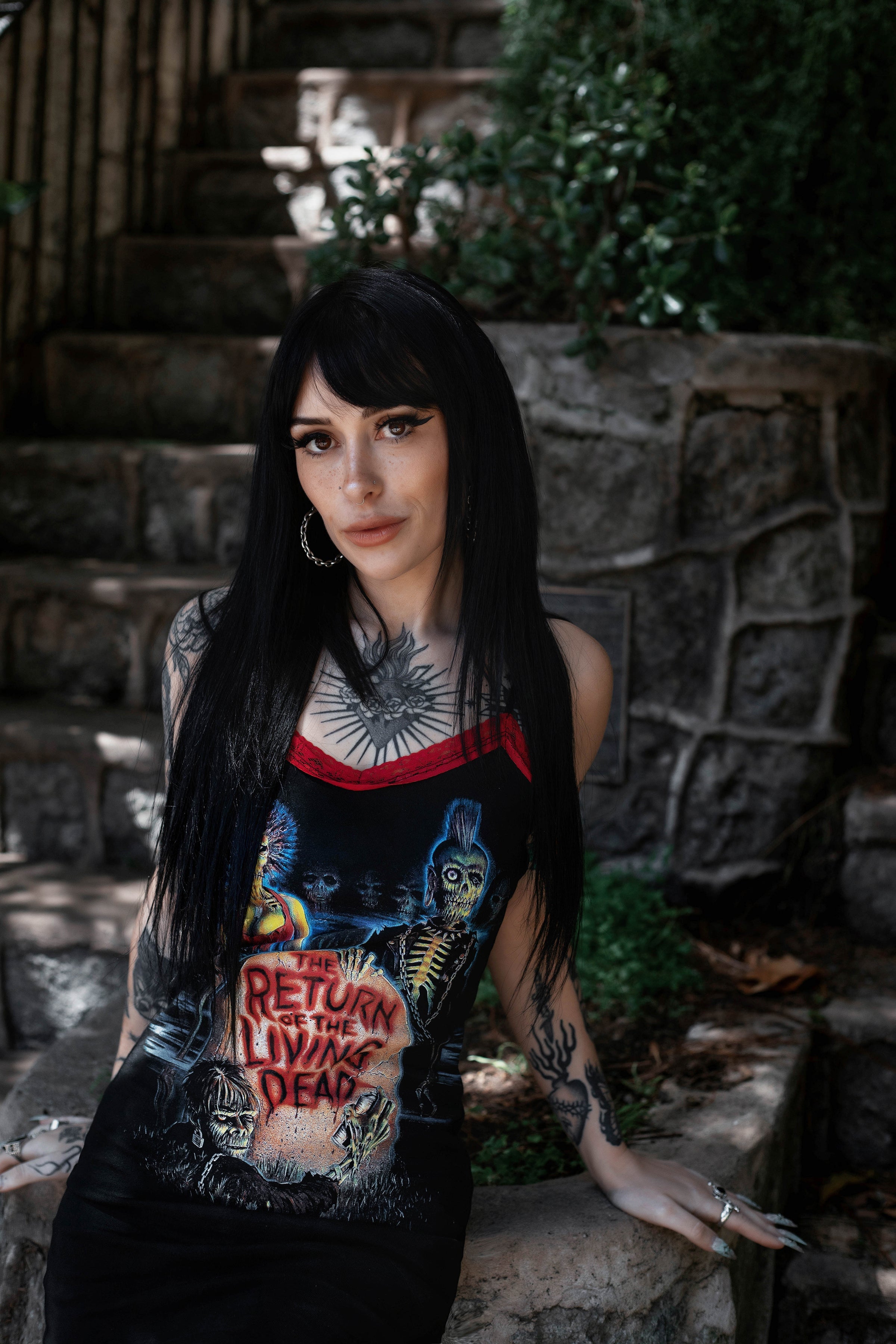 Vera's Eyecandy Return of the Living Dead Lace Strap Dress (Red Lace)