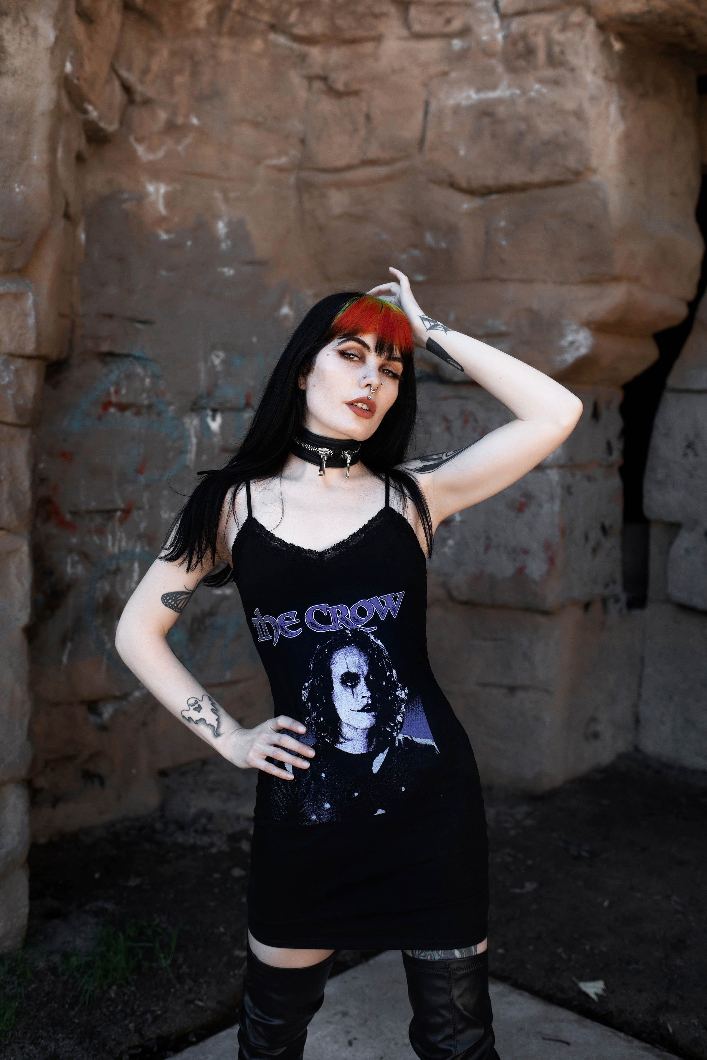 Vera's Eyecandy The Crow Lace Strap Dress