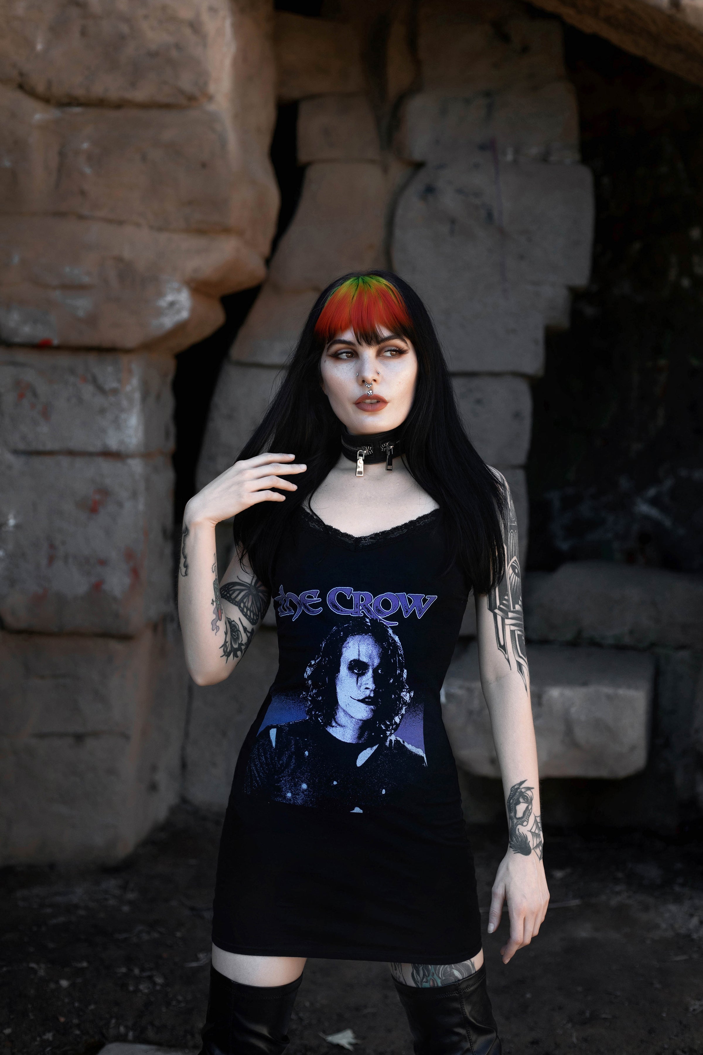 Vera's Eyecandy The Crow Lace Strap Dress