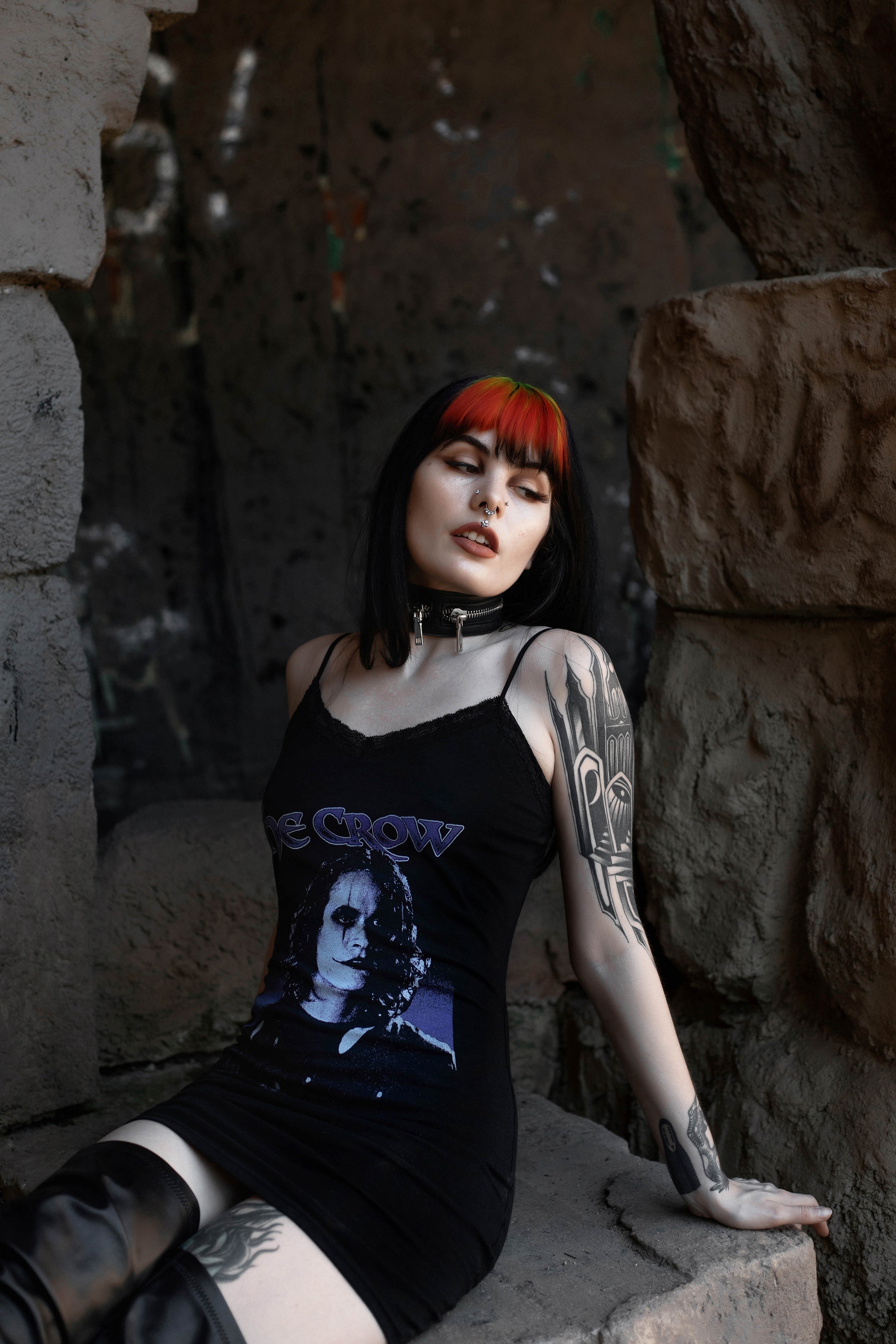 Vera's Eyecandy The Crow Lace Strap Dress