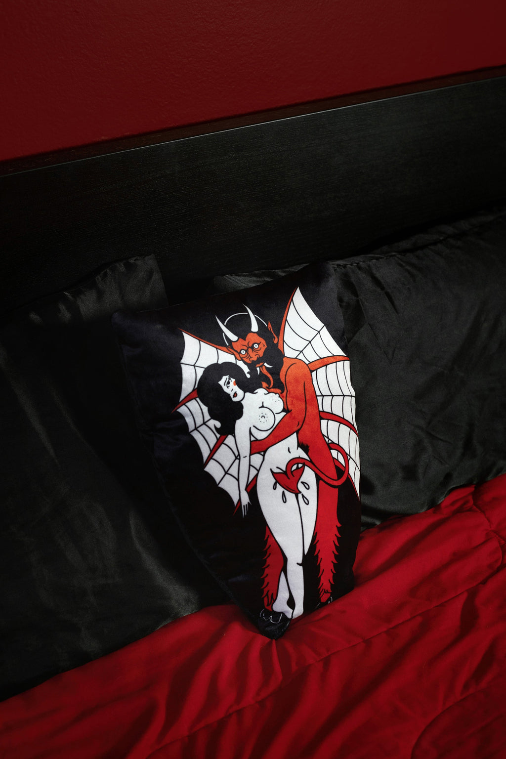 Vera's Eyecandy Devil Girl Velvet Throw Pillow