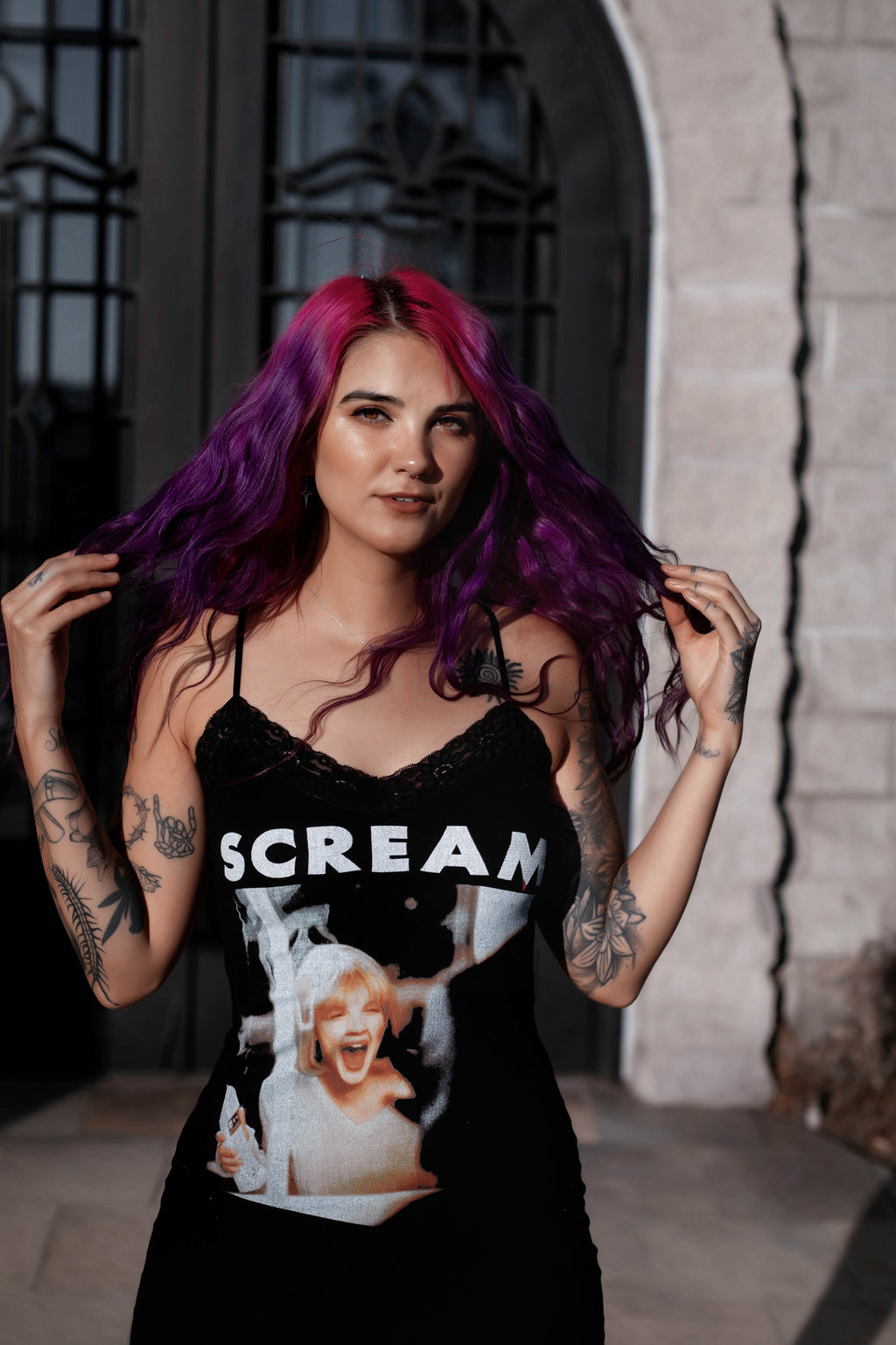 Vera's Eyecandy Scream Casey Lace Strap Dress