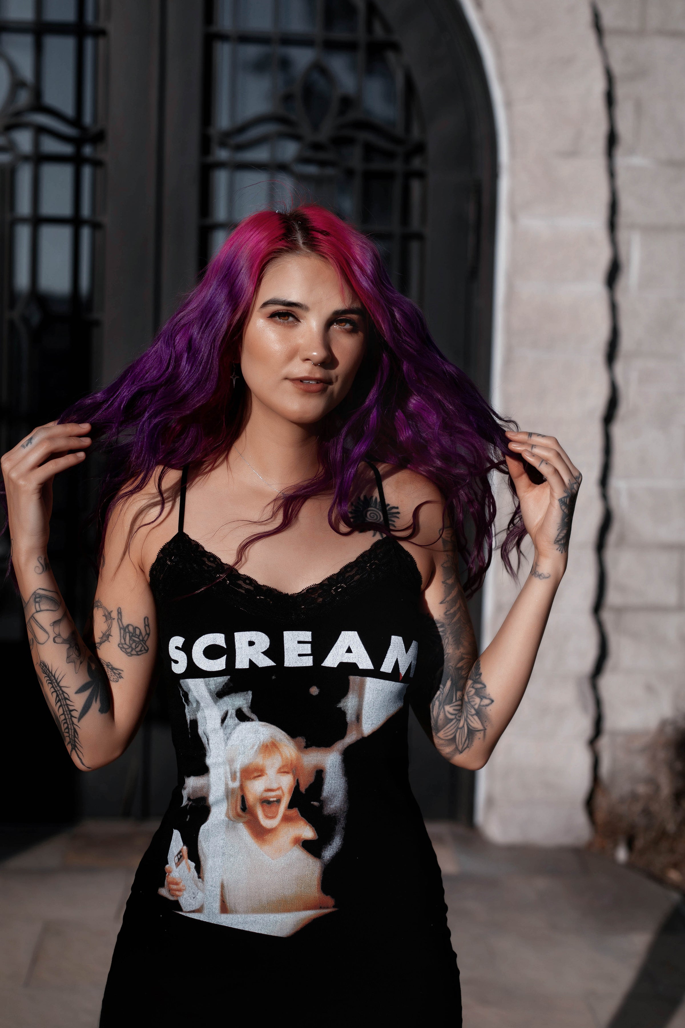 Vera's Eyecandy Scream Casey Lace Strap Dress