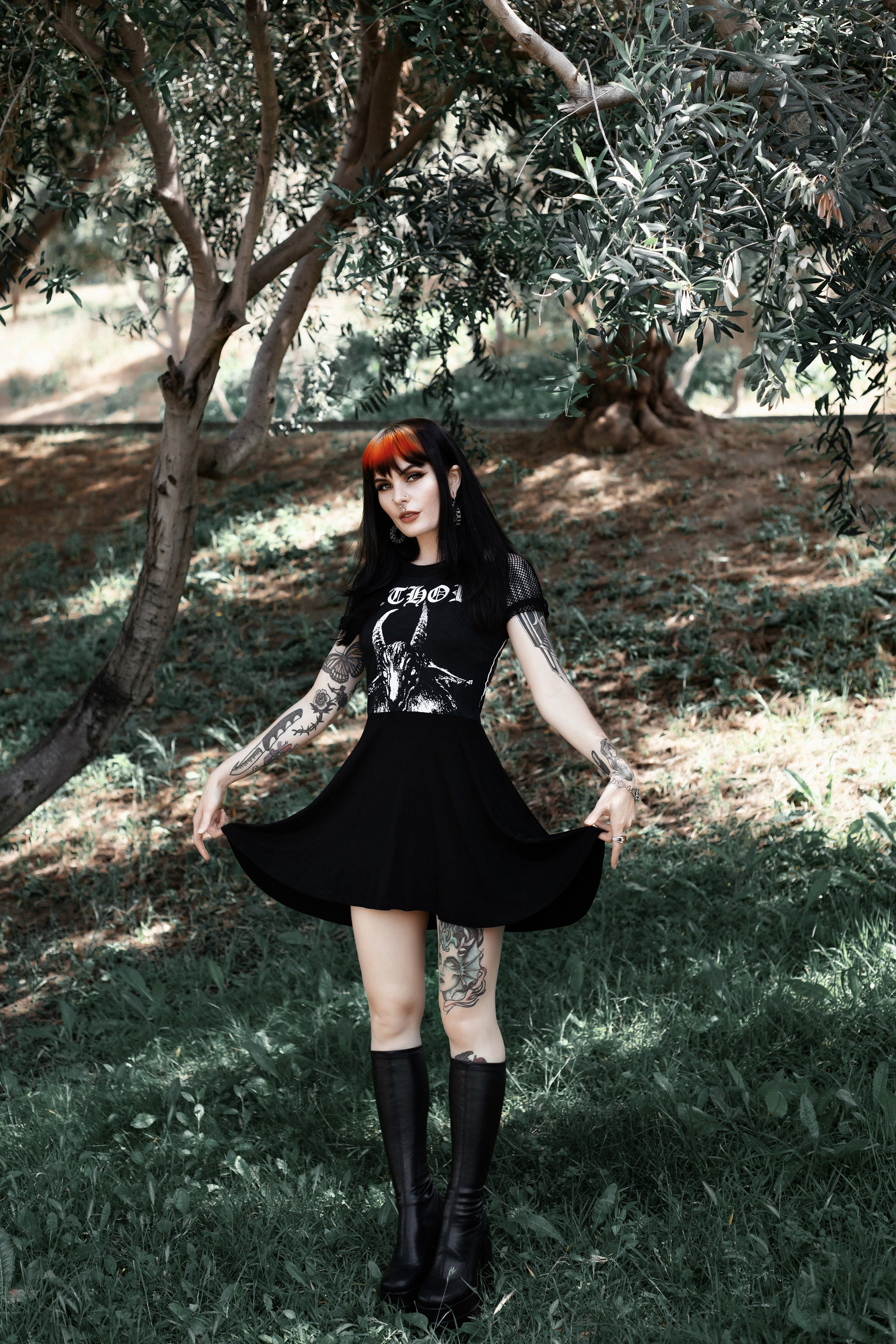 Vera's Eyecandy Bathory Fishnet Baby Doll Metal Dress