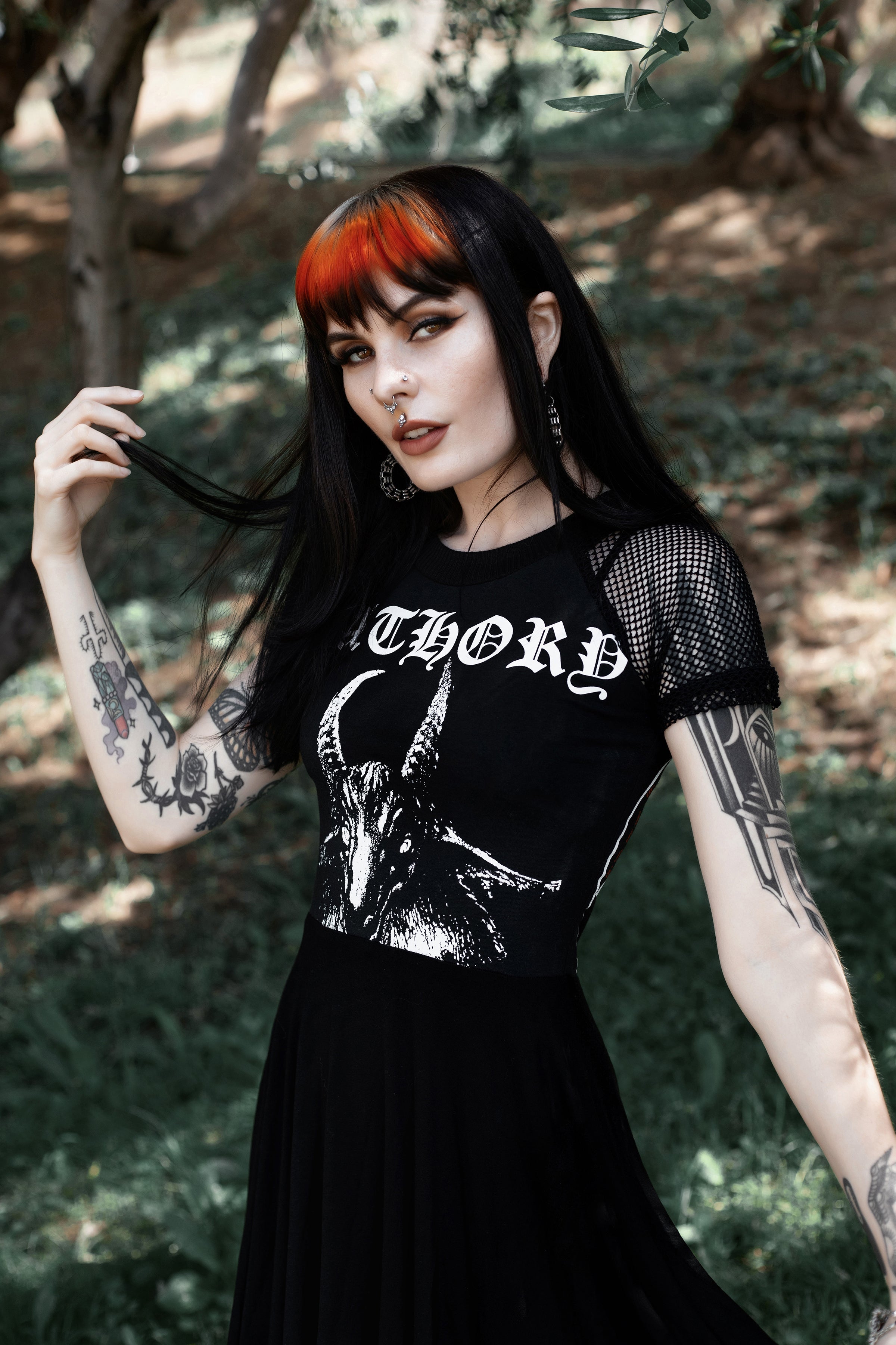 Vera's Eyecandy Bathory Fishnet Baby Doll Metal Dress