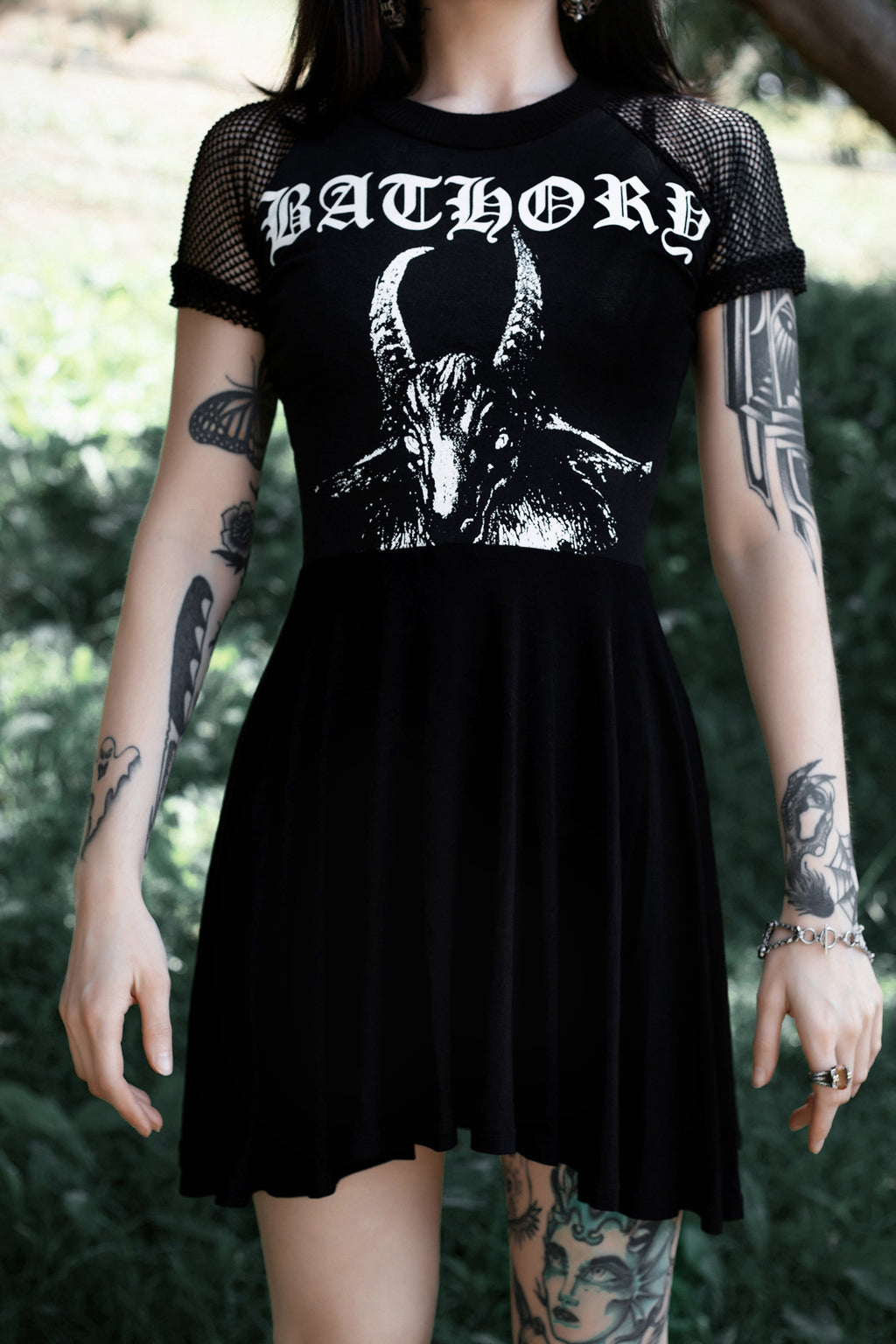 Vera's Eyecandy Bathory Fishnet Baby Doll Metal Dress