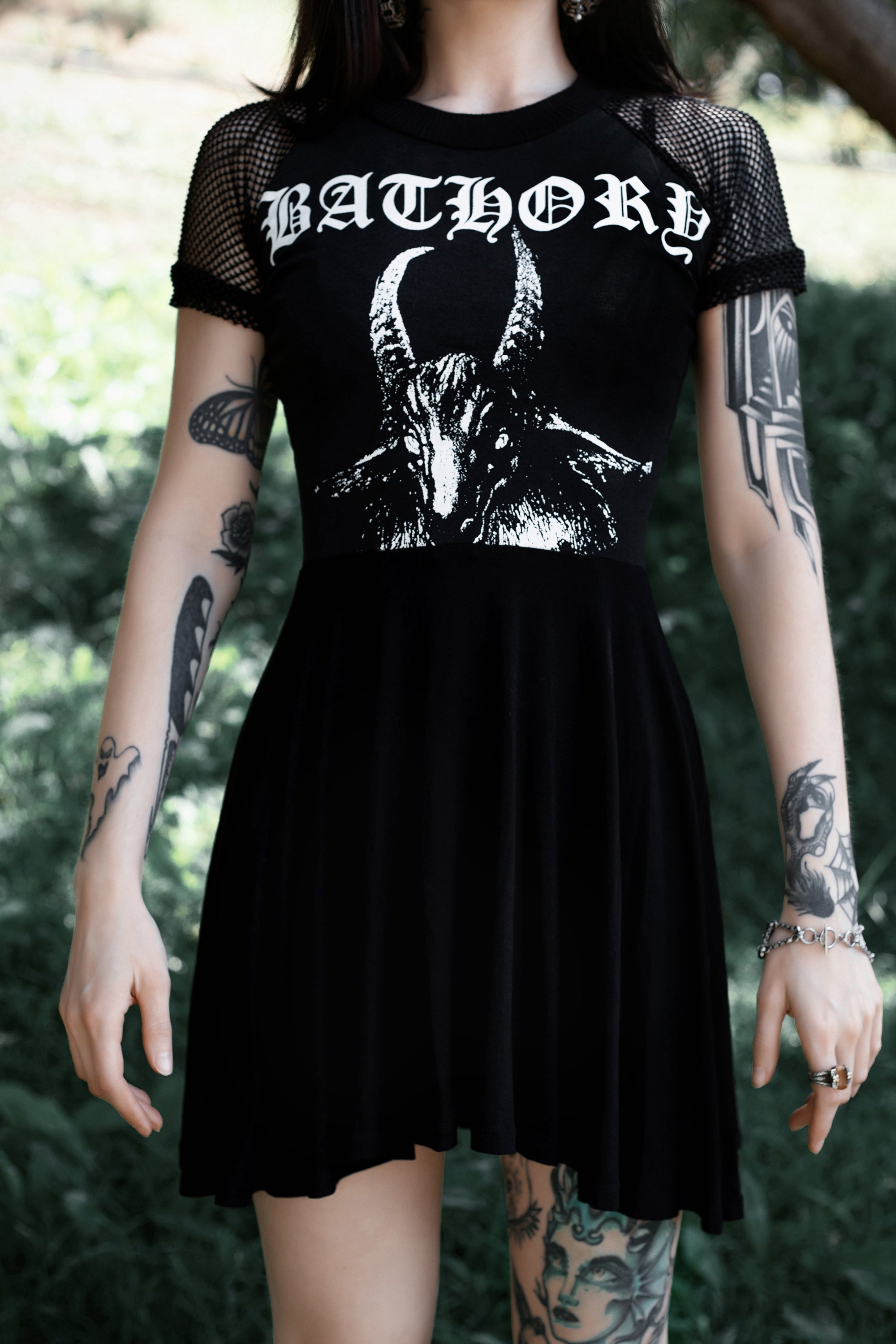 Vera's Eyecandy Bathory Fishnet Baby Doll Metal Dress