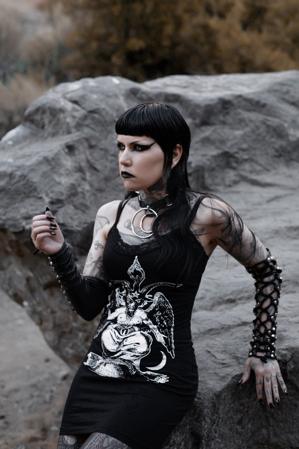 Vera's Eyecandy Baphomet Lace Strap Dress