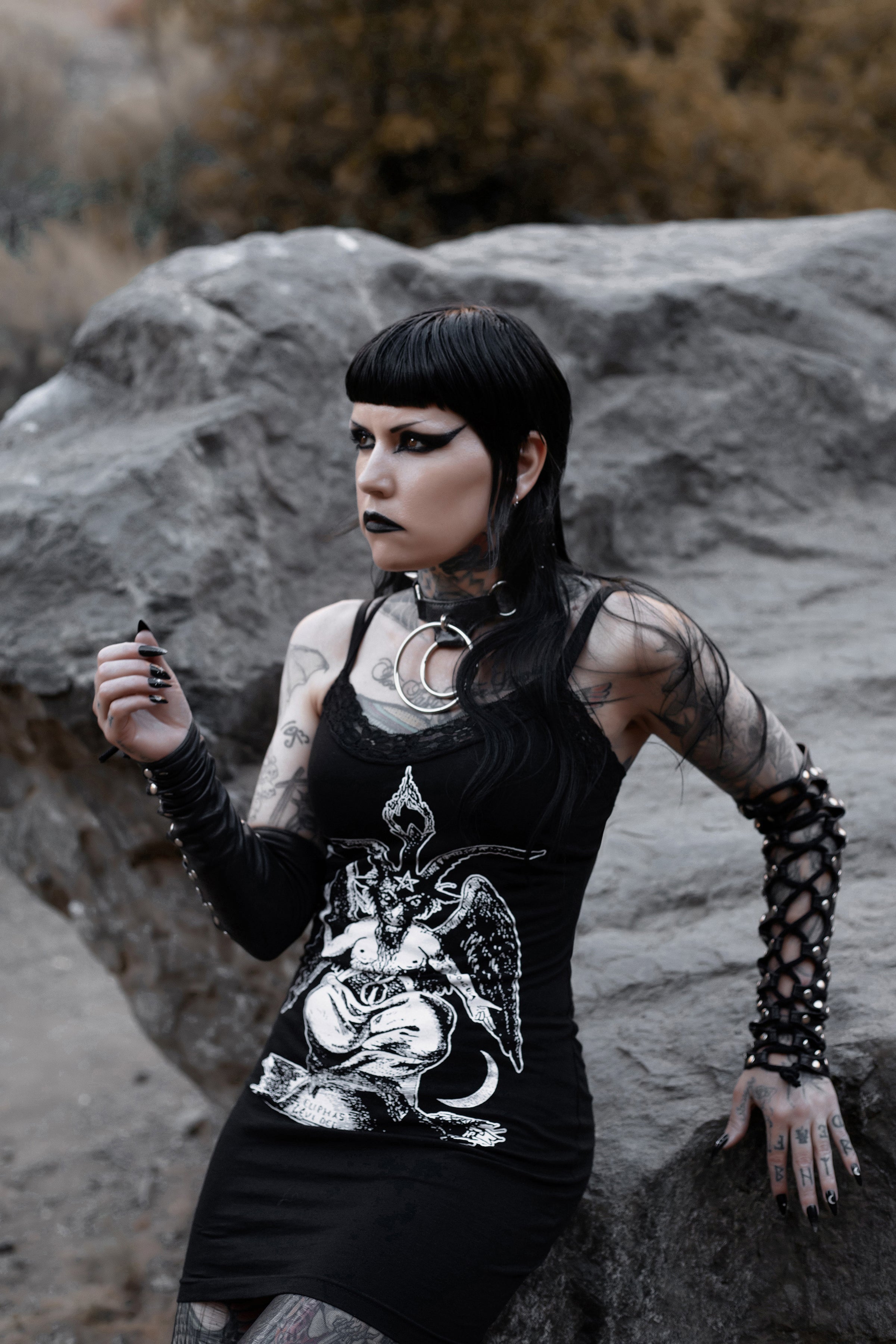 Vera's Eyecandy Baphomet Lace Strap Dress