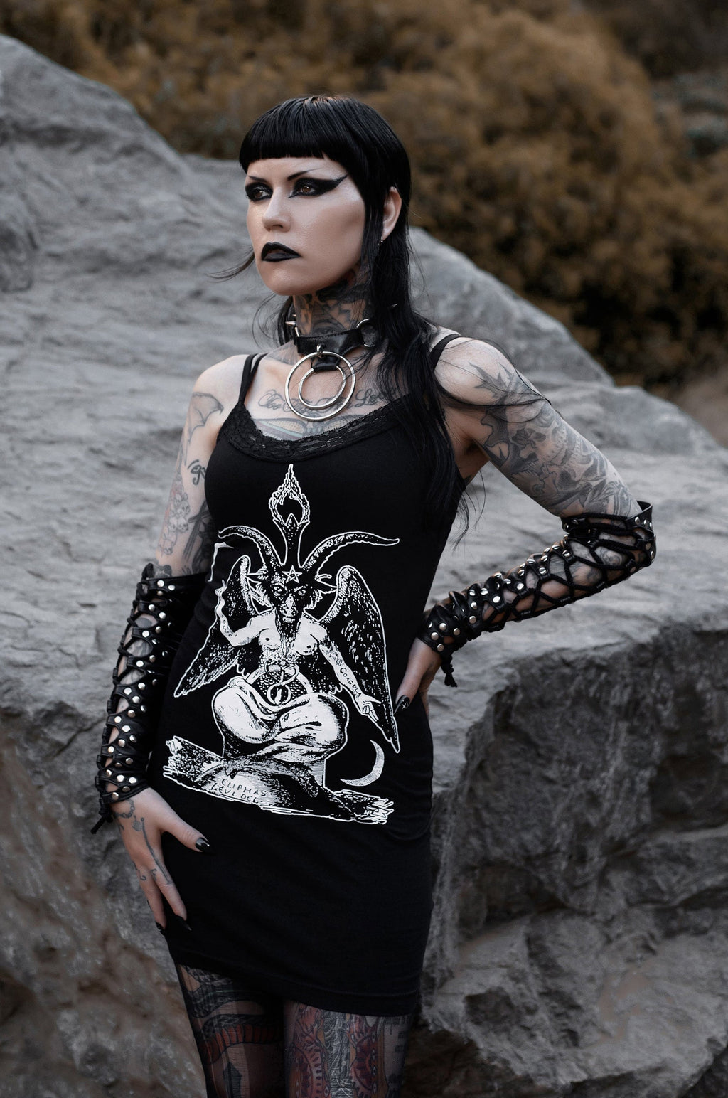 Vera's Eyecandy Baphomet Lace Strap Dress
