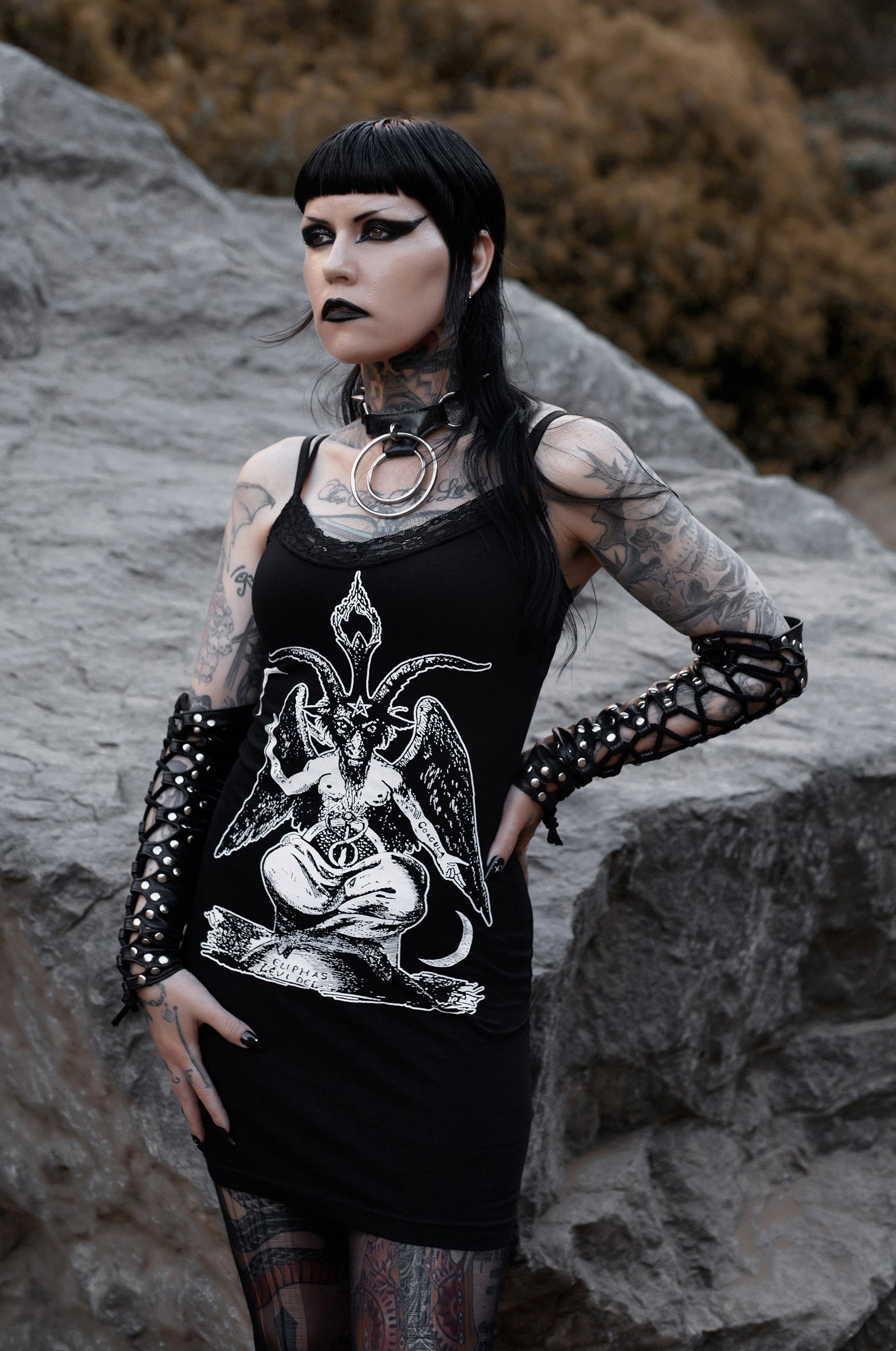 Vera's Eyecandy Baphomet Lace Strap Dress