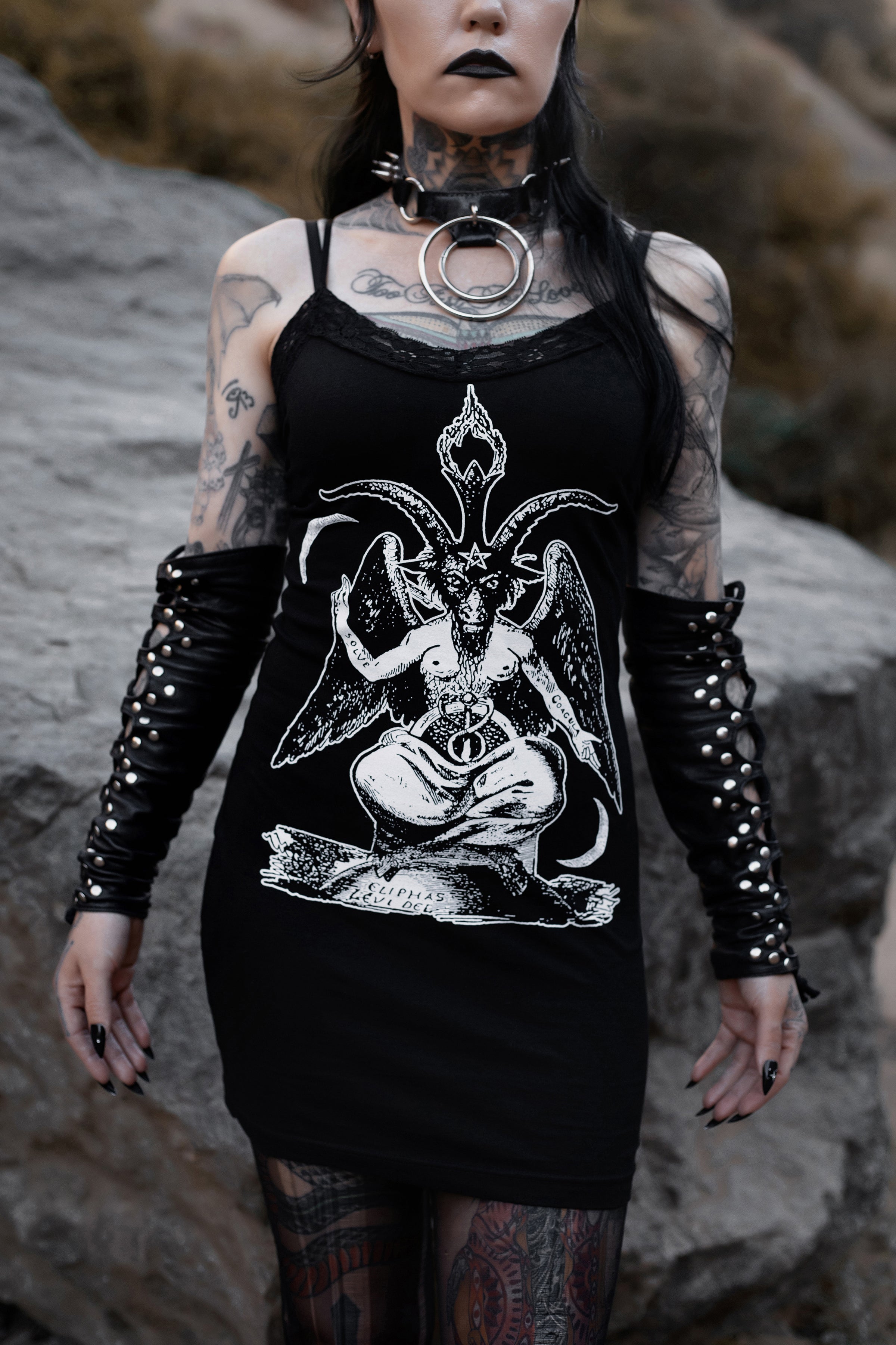 Vera's Eyecandy Baphomet Lace Strap Dress