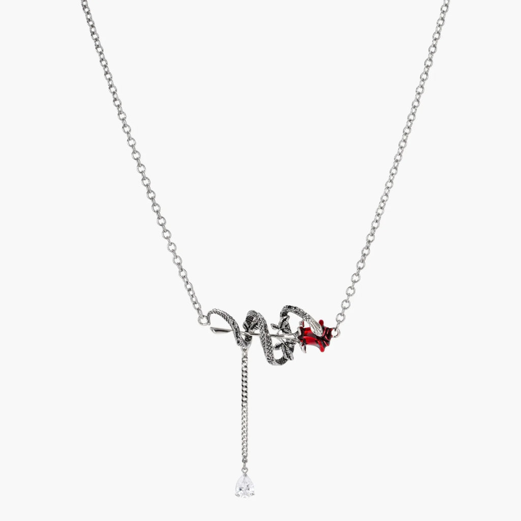Necklace with a heart and star pendant on a white background