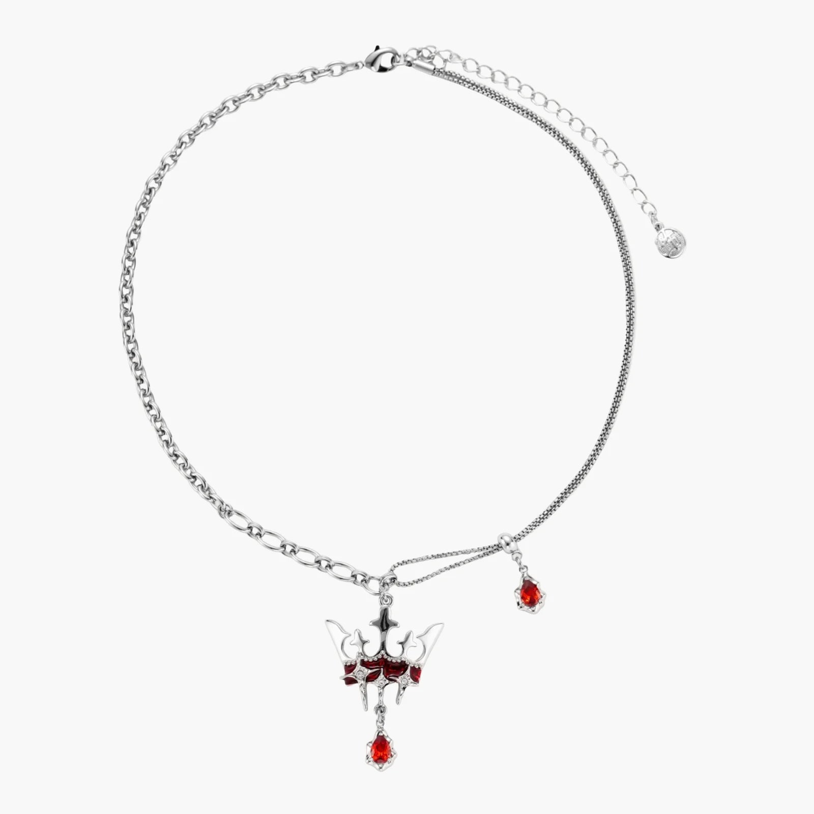 Necklace with a red pendant on a white background