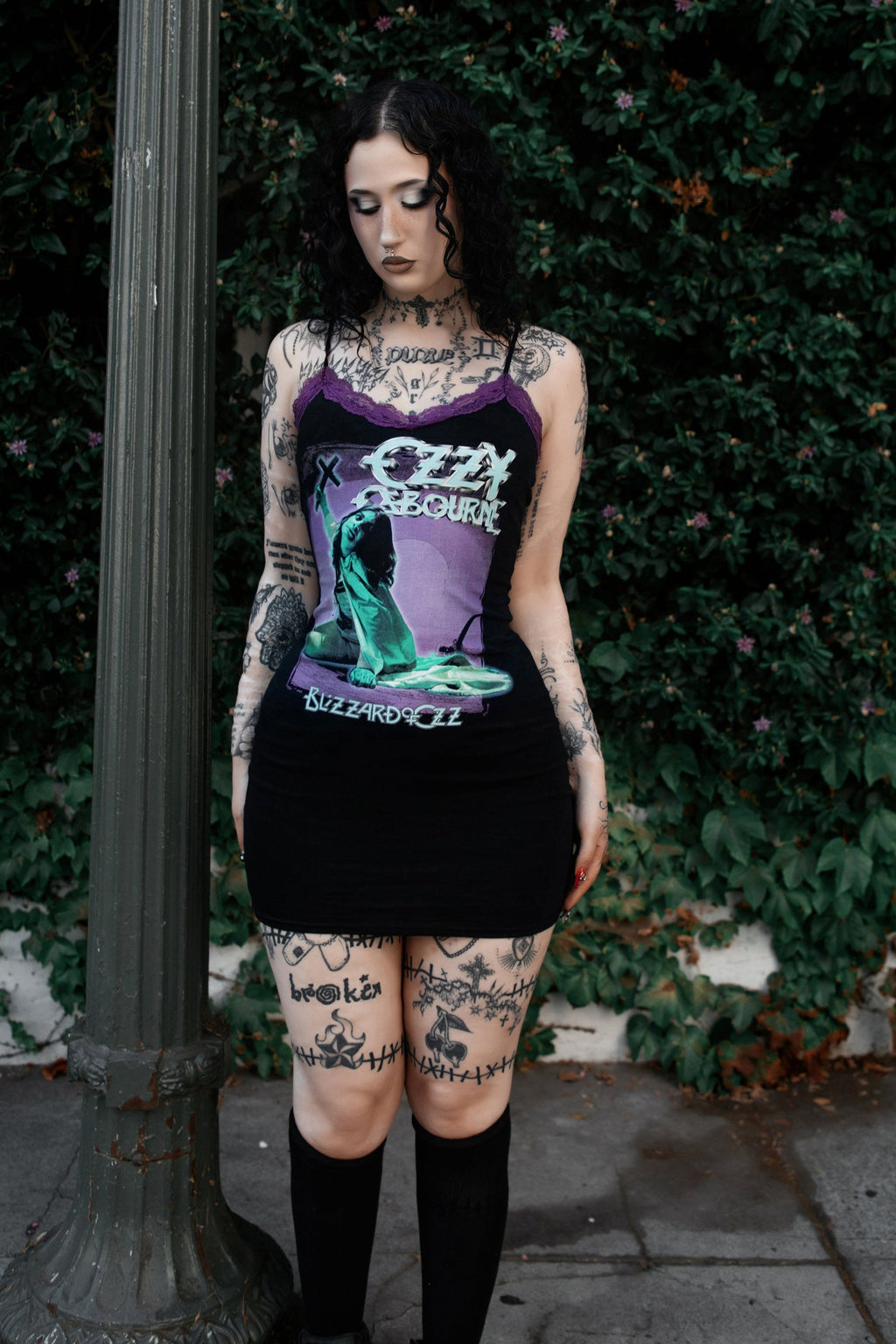Vera's Eyecandy Ozzy Purple Lace Strap Dress