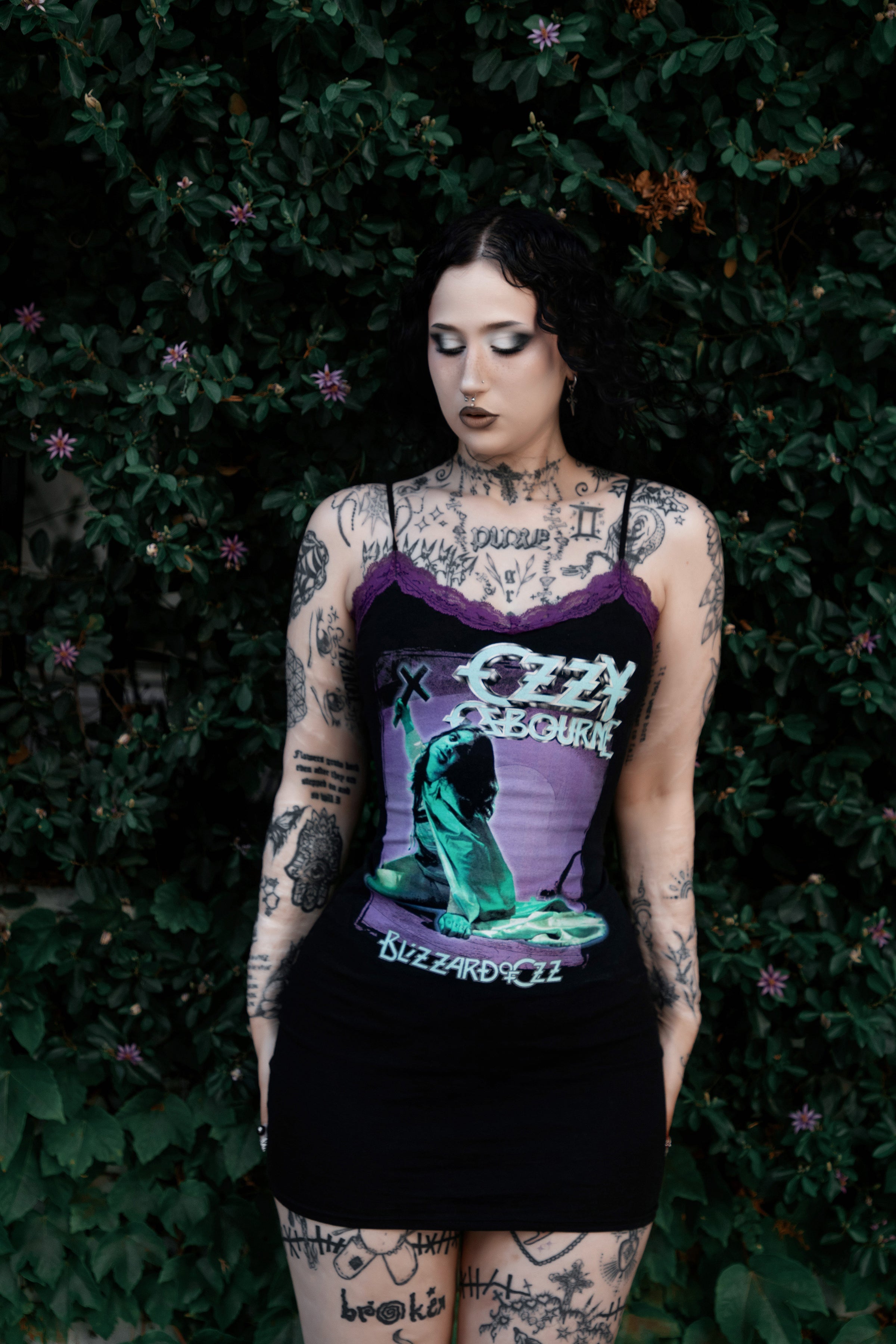 Vera's Eyecandy Ozzy Purple Lace Strap Dress